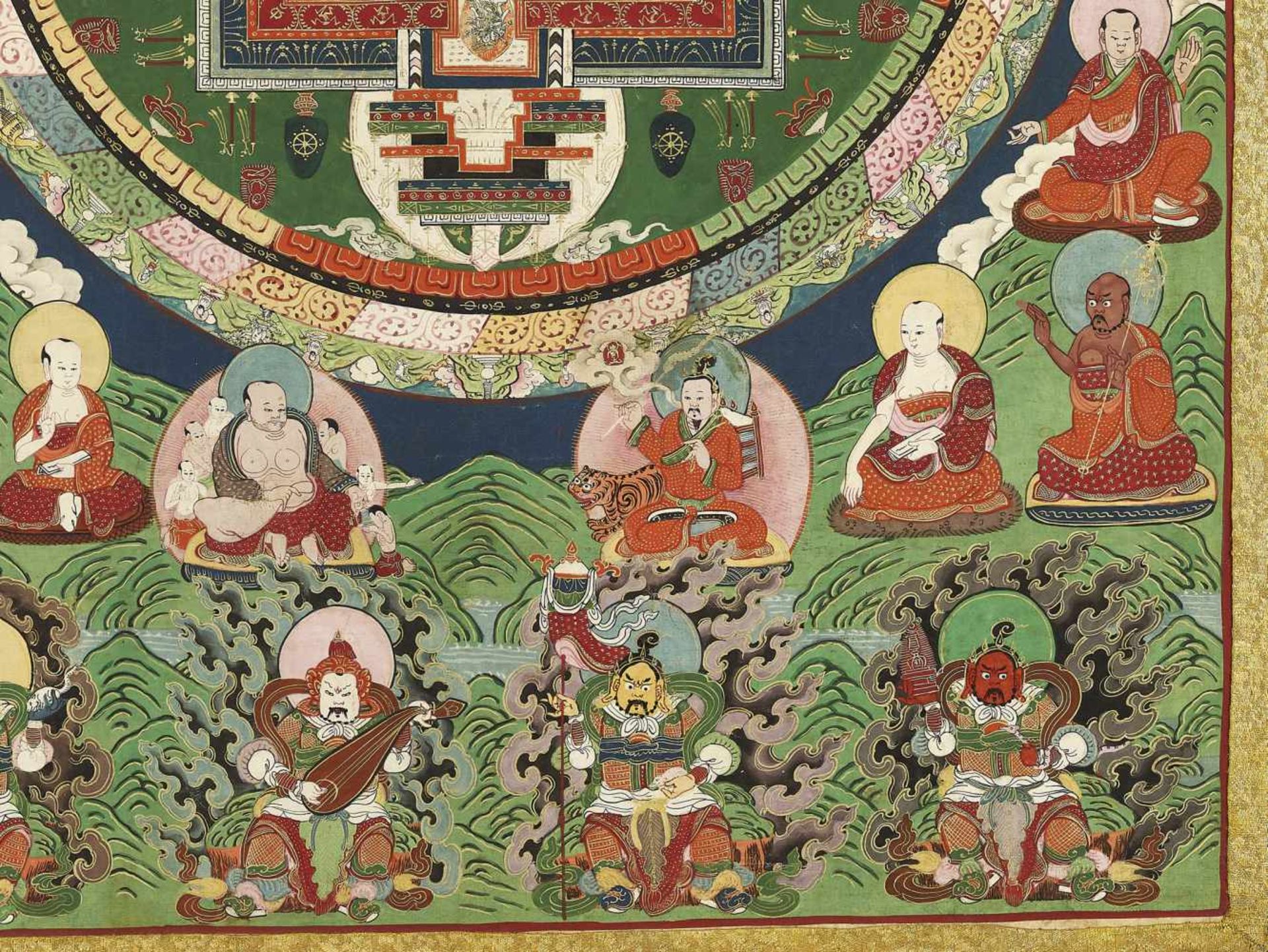 AN 18 ARHATS MANDALA 19TH CENTURYHimalayan. The Mandala with Chakrasamvara in the center is - Image 3 of 7