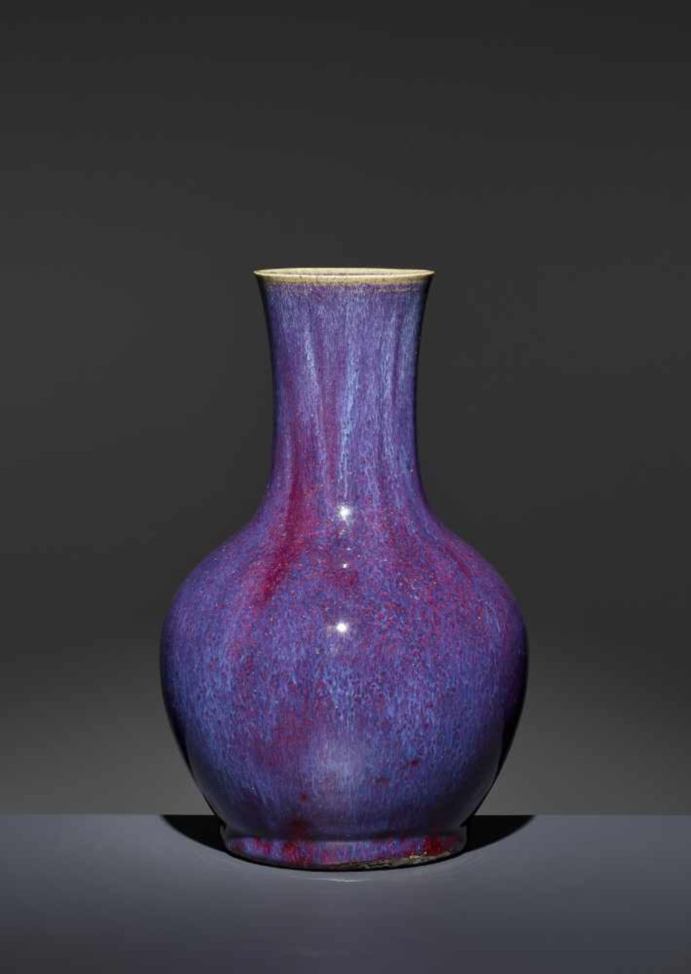 A FLAMBE-GLAZED VASE, 18TH CENTURYChina, late 18th - early 19th century. The tianqiuping with a