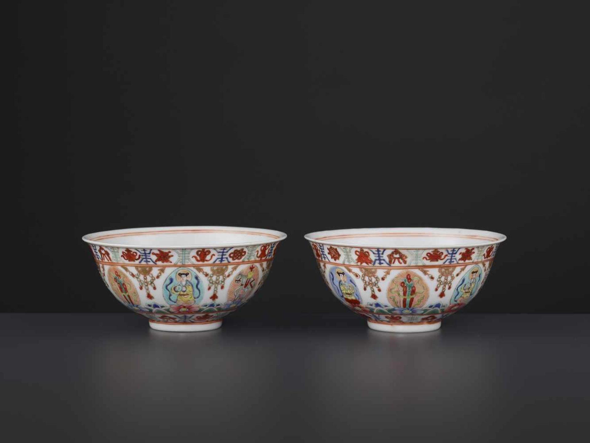 TWO BARAGON TUMED BOWLS, DAOGUANGChina, 1821-1850. The base inscribed in iron-red with a two- - Image 7 of 9