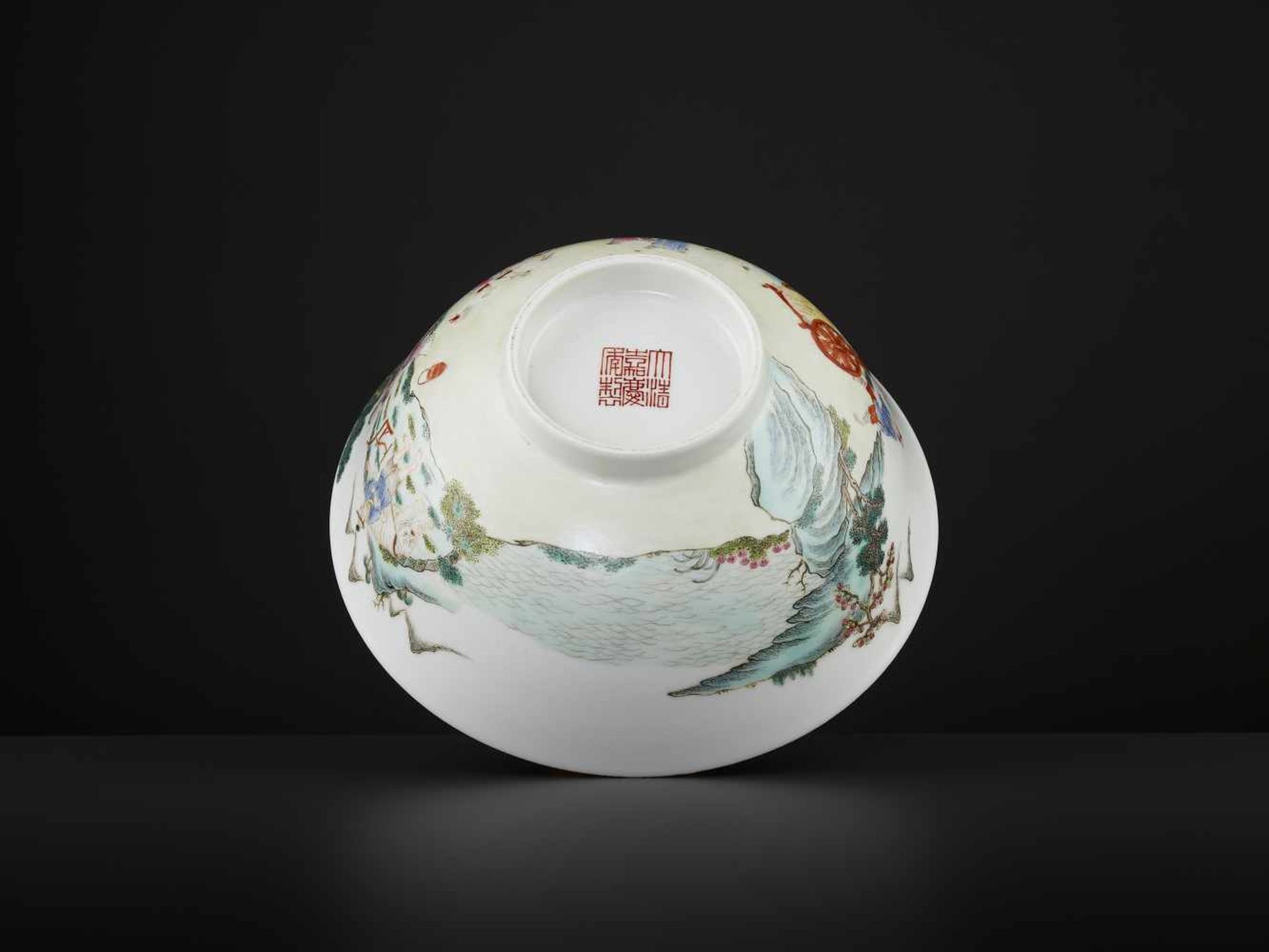 A PORCELAIN BOWL, REPUBLIC PERIODChina, 1900-1940. Painted in multi-colored enamels and gold - Image 7 of 8