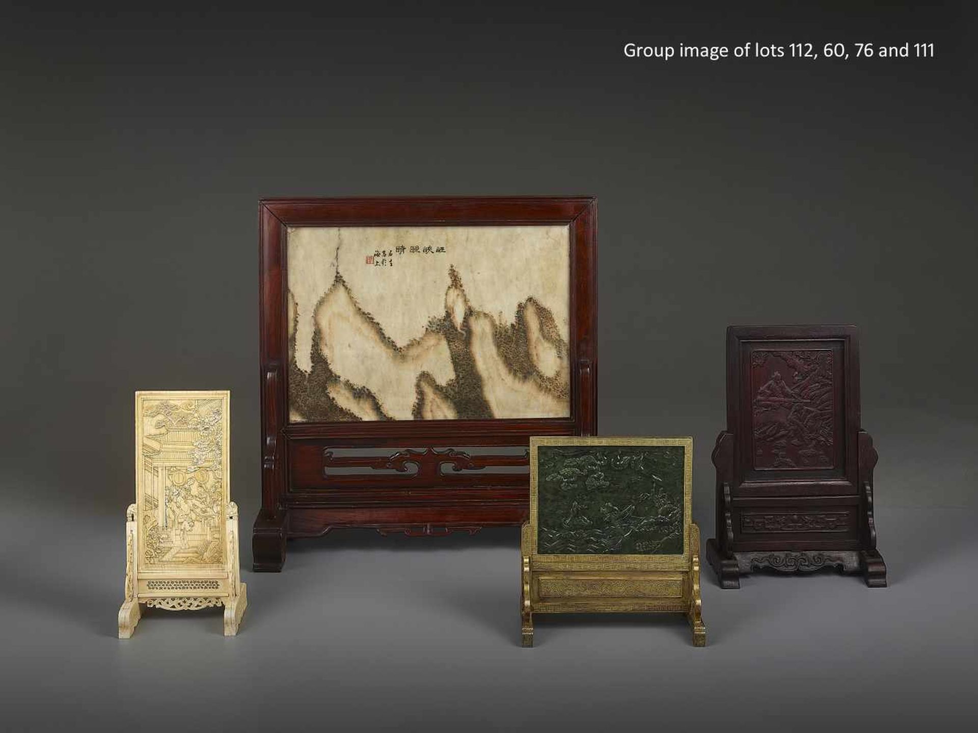 A DREAMSTONE ‘WU GORGE’ SCREEN, 18TH China, 18th century. Inscribed ‘Wu Xia Gorge clearing up in the - Bild 7 aus 9