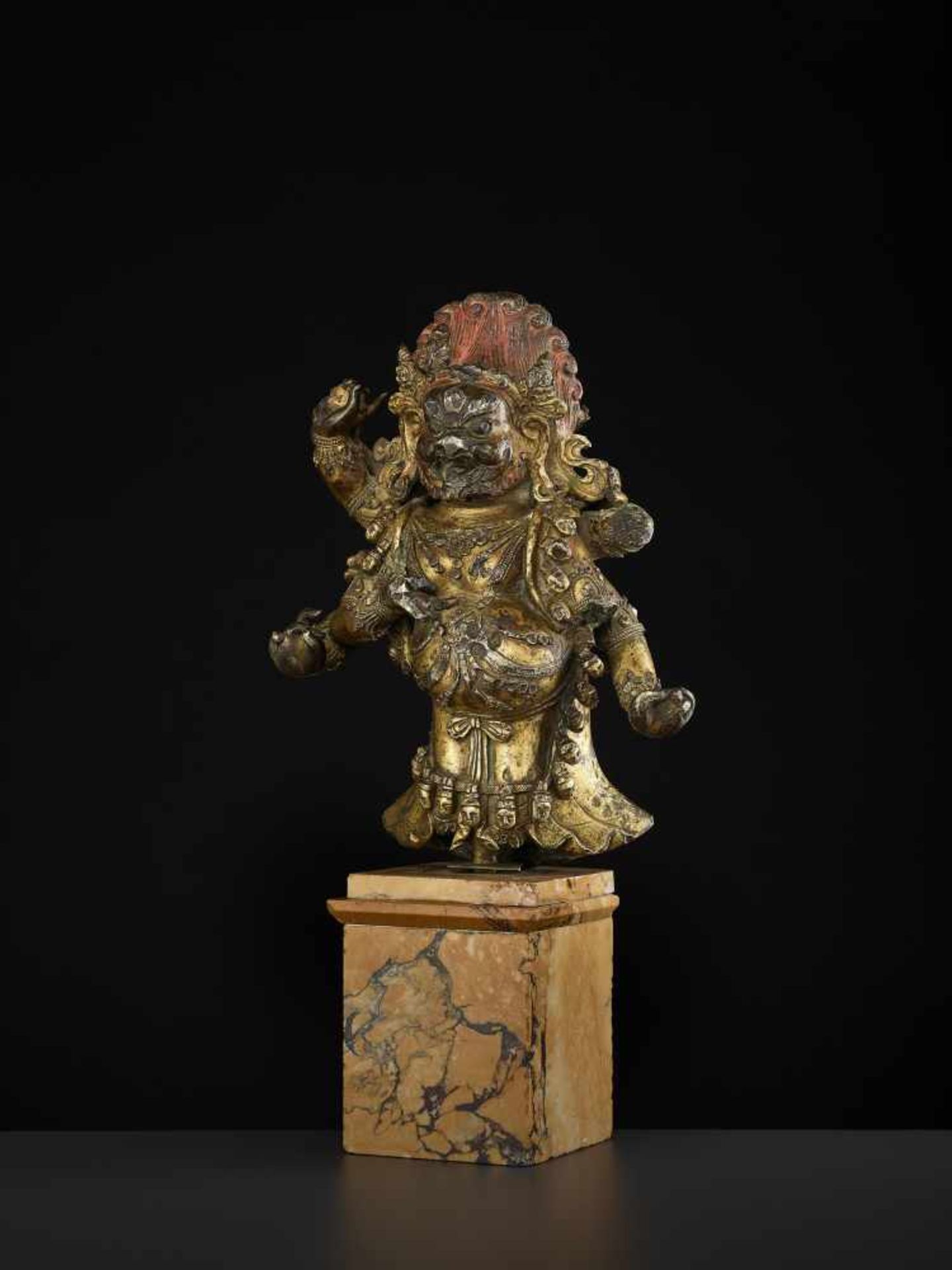 A MING BRONZE OF SHADBHUJA MAHAKALASino-Tibetan, 16th - 17th century. The massive and heavily cast - Image 7 of 13