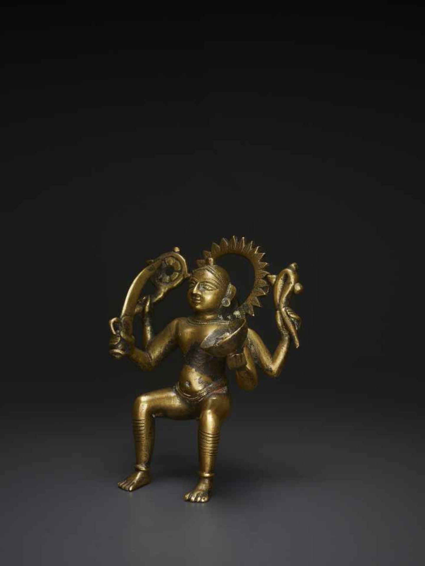 A RARE HINDU BRONZE DEITY India, 17th - 18th century. Finely cast bronze with neatly incised - Image 4 of 6