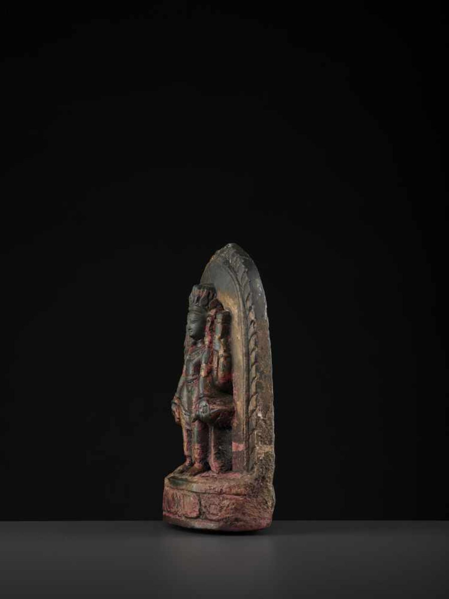 A NEPALESE STELE OF VISHNU, MALLA16th century. Newar, Kathmandu Valley, Malla period. Black - Image 4 of 8