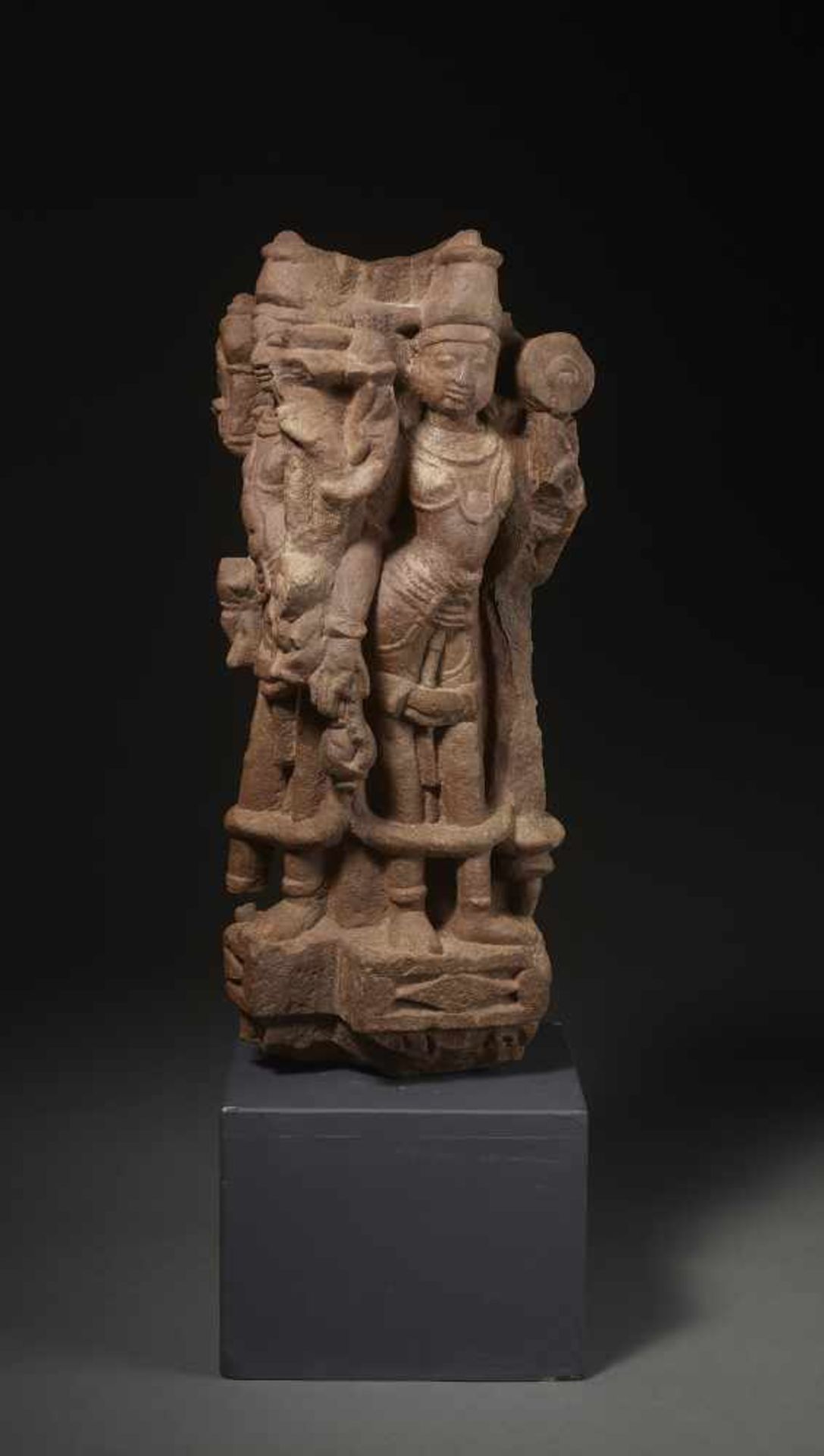 A RARE PILLAR WITH VISHNU AND LAKSHMIIndia, Rajasthan or Madhya Pradesh, 11th-12th century. The - Image 2 of 9