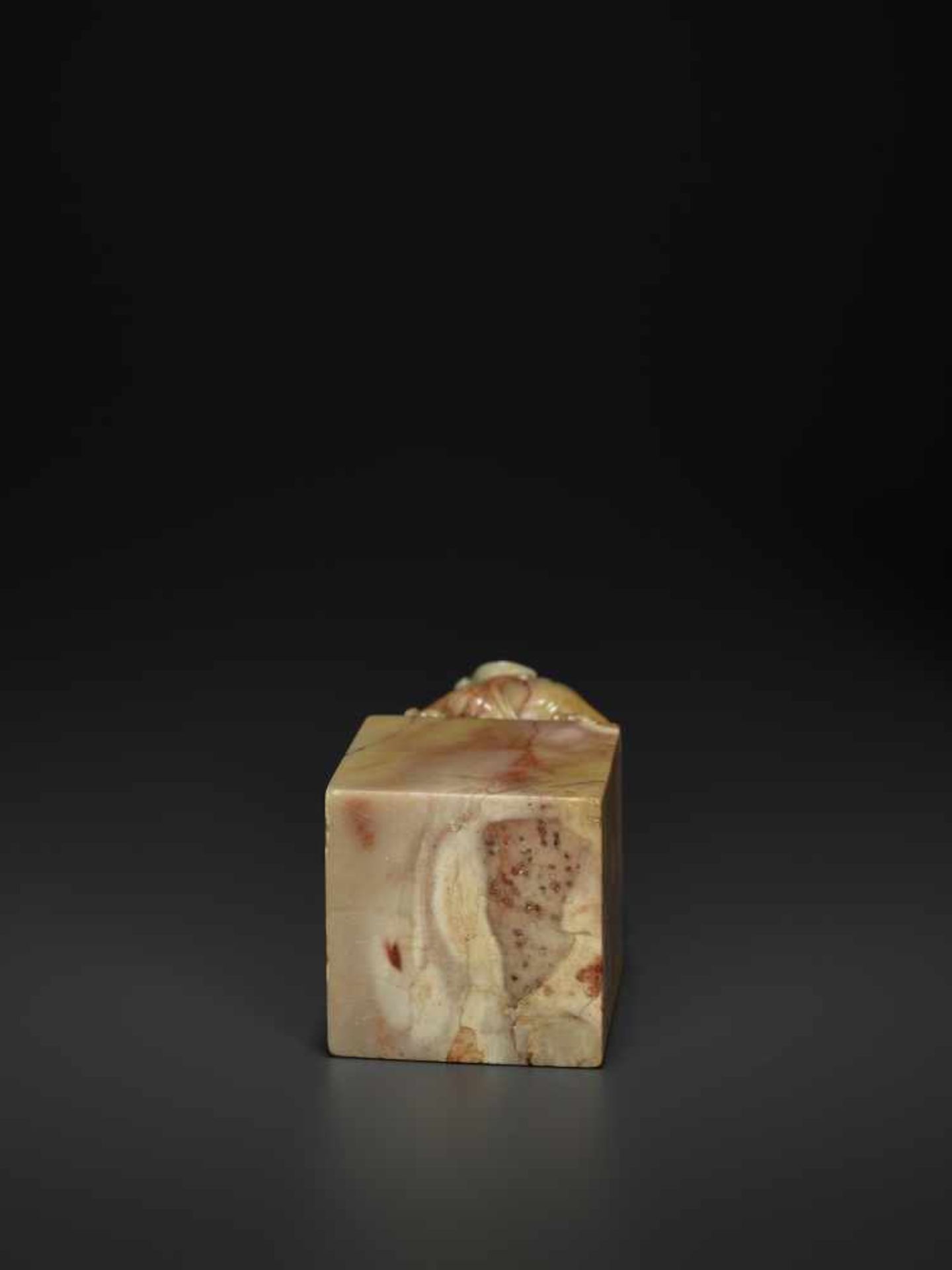 A LARGE SOAPSTONE SEAL, QINGChina, 1780-1860. Openwork carving with a Buddhist lion sitting on a - Image 8 of 8