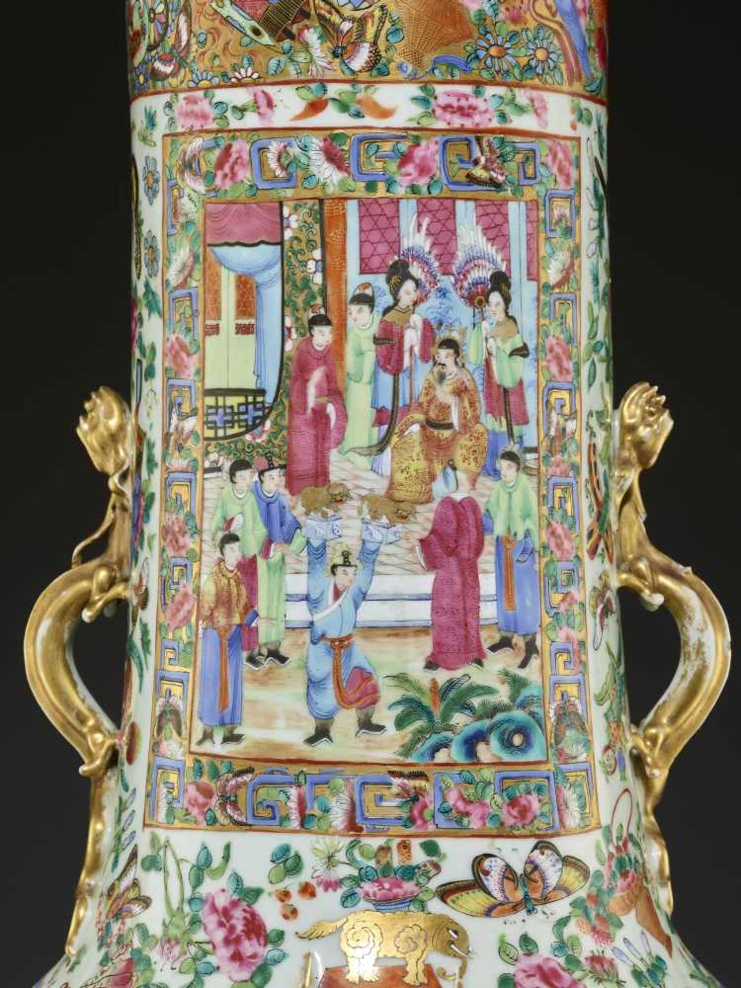 TWO LARGE WATER MARGIN VASES, 1850sChina, mid-19th century. Painted in bright enamels from the - Image 16 of 21