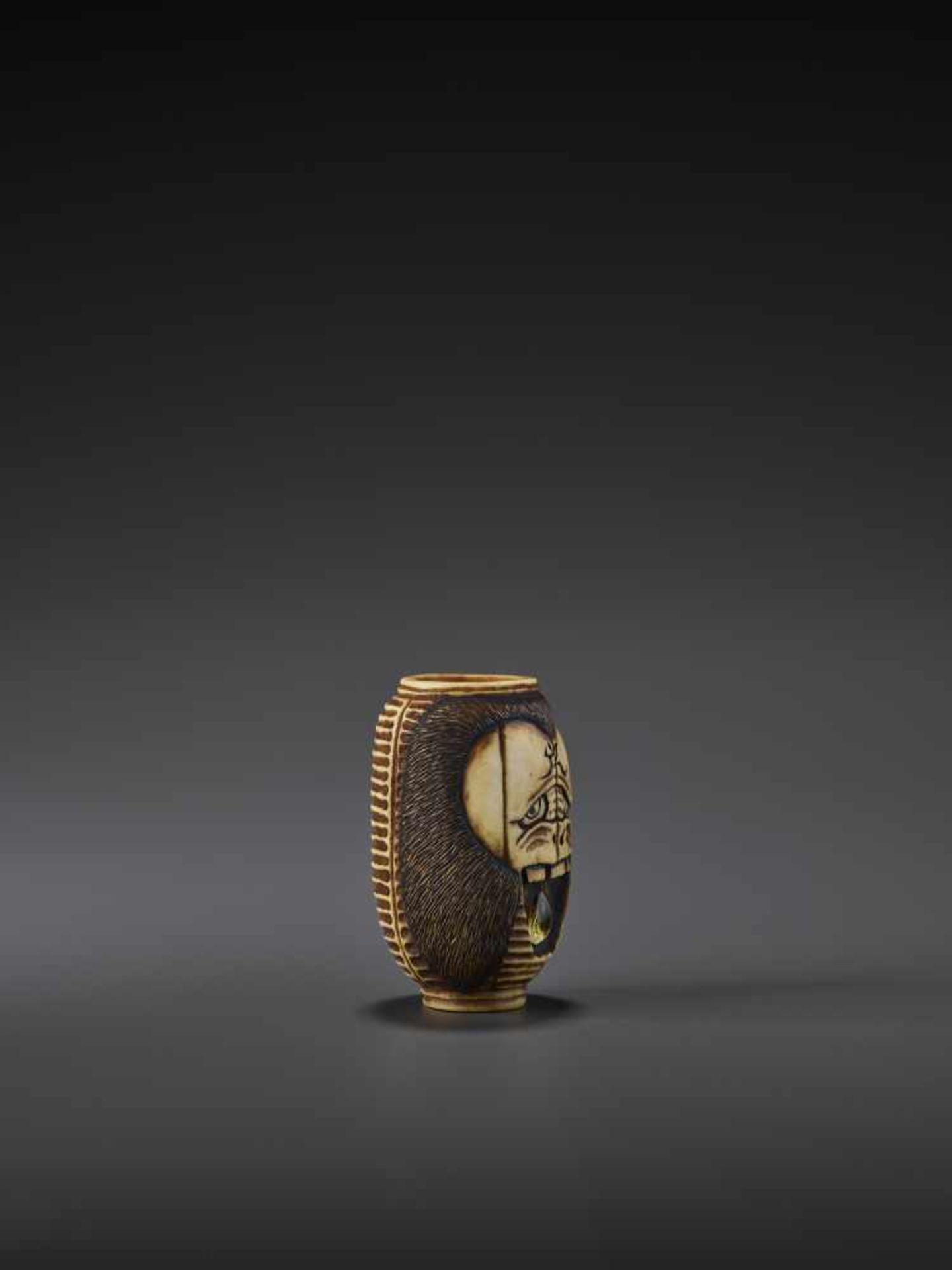 A NETSUKE OF OIWA BY KISEKI Japan, Osaka, contemporary. The netsuke is made from antler and the - Image 7 of 10