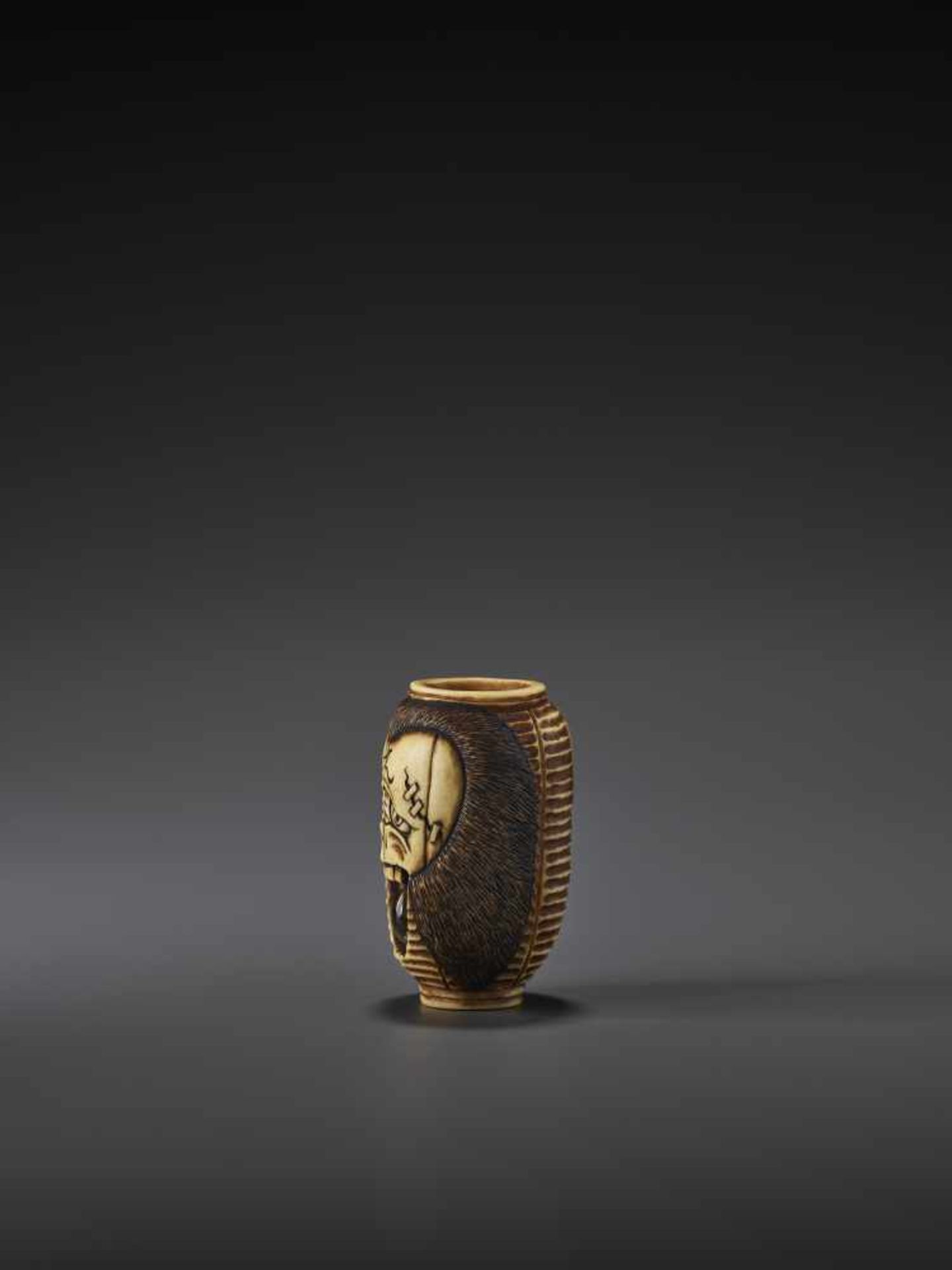 A NETSUKE OF OIWA BY KISEKI Japan, Osaka, contemporary. The netsuke is made from antler and the - Image 6 of 10