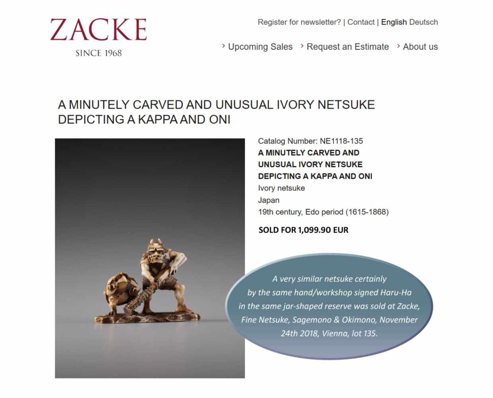 A MINUTELY CARVED IVORY NETSUKE OF ONI, KAPPA AND MONK SIGNED TENMIN Signed Tenmin, ivory - Image 10 of 10