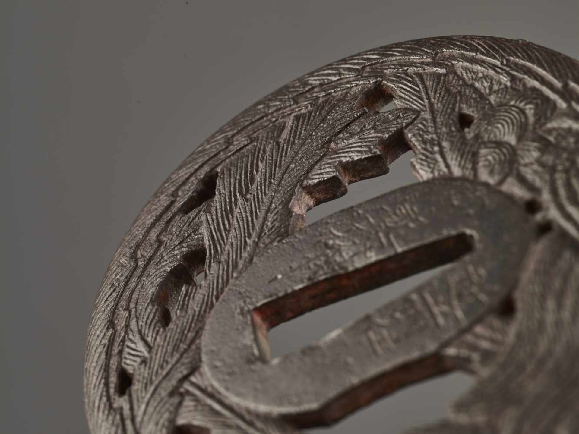 A FINE ECHIZEN SCHOOL IRON TSUBA WITH HO-O BIRD BY KINAI Iron, by KinaiJapan, 18th century, Edo - Image 3 of 4