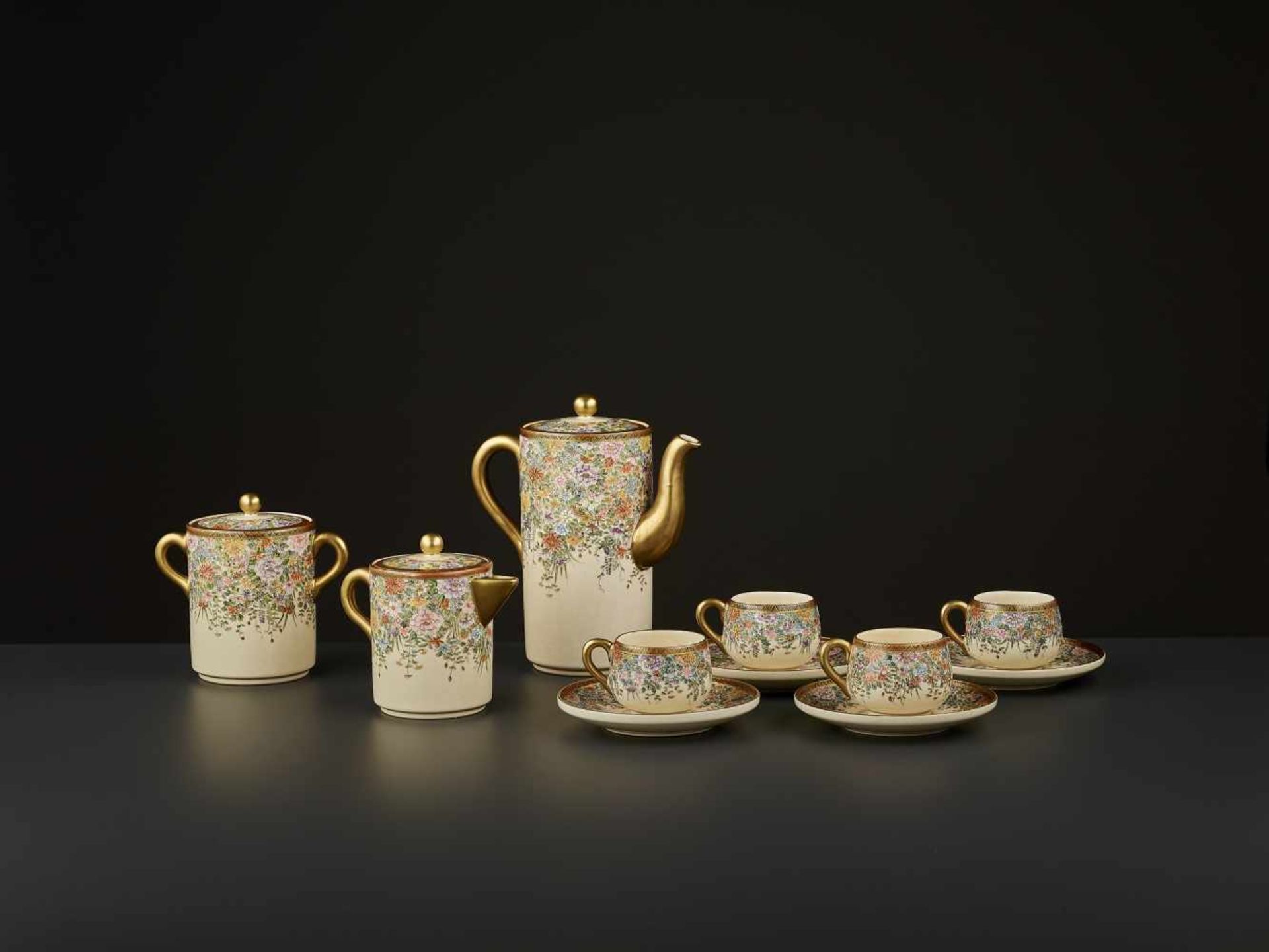 11-PART SIGNED SATSUMA TEA SET Japan, Meiji period (1868-1912). Signed Nikko and with the Shimazu - Image 7 of 13