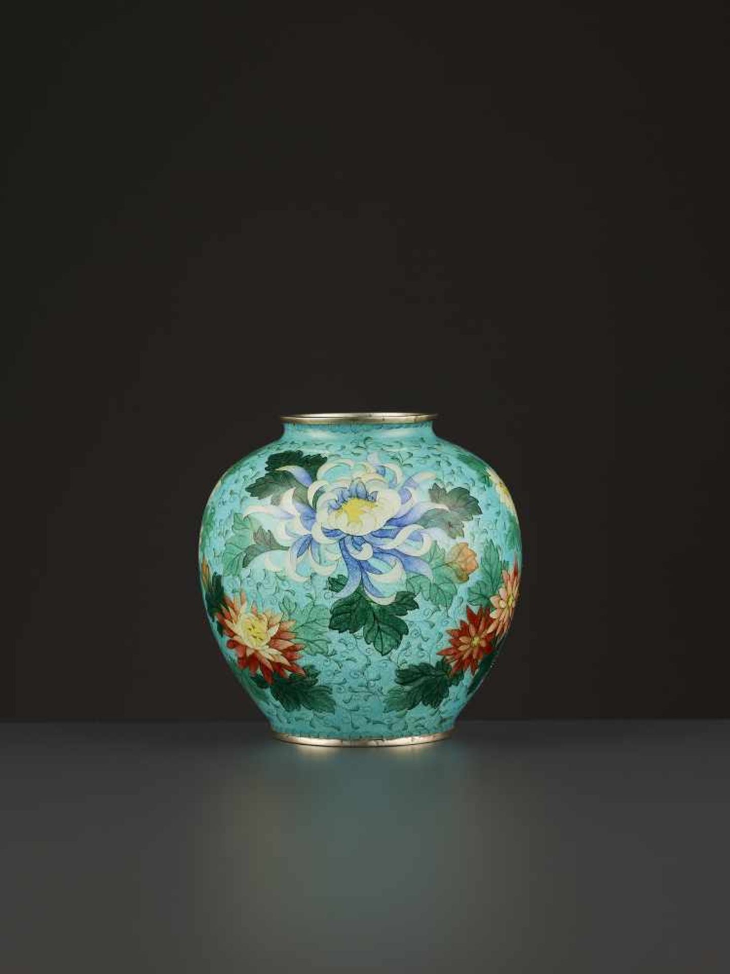 A SUPERB PLIQUE A JOUR VASE Japan, Meiji period (1868-1912). The translucent polychrome enamels