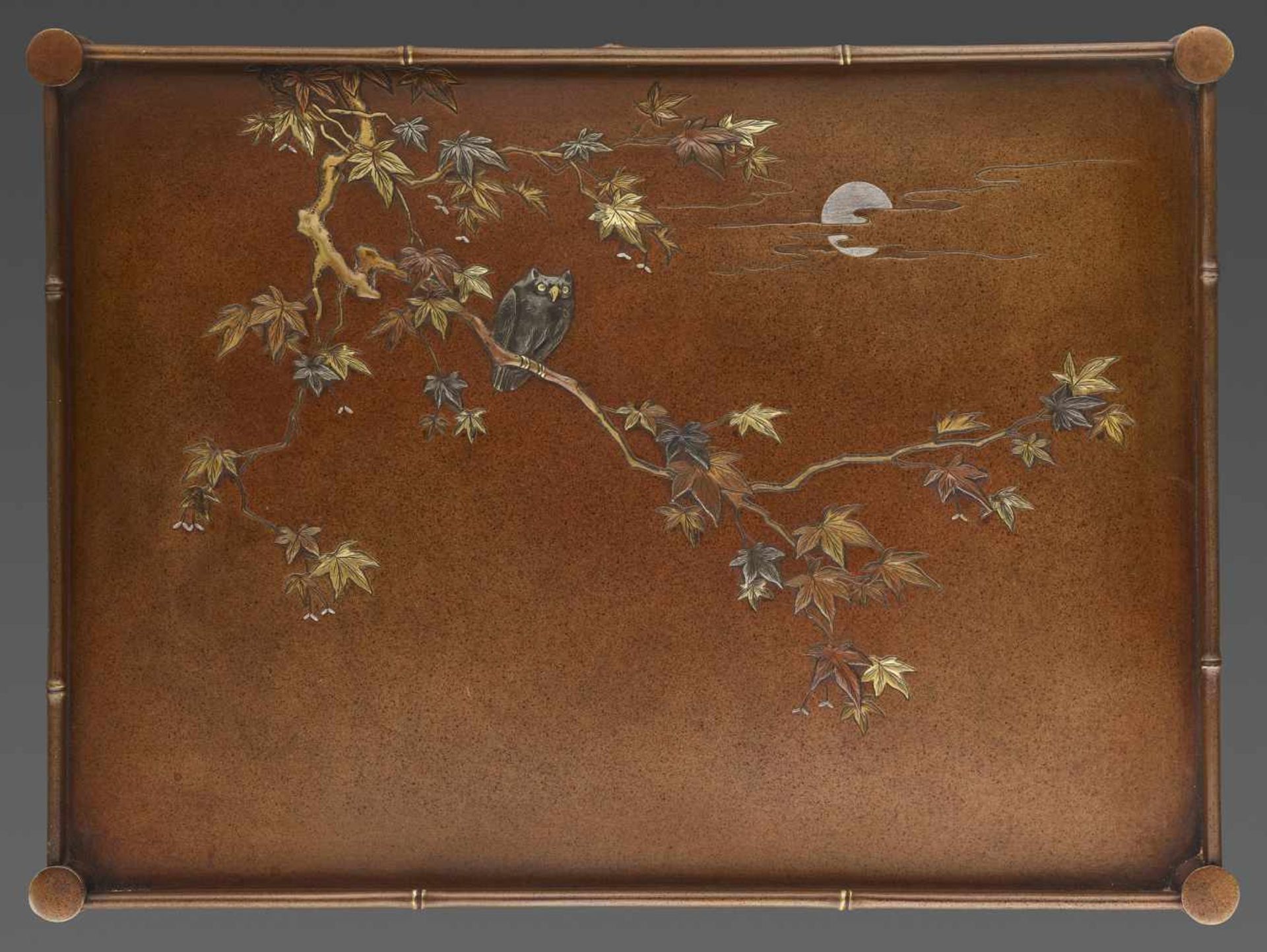 A RARE NOGAWA BRONZE TRAY  Japan, Meiji period (1868-1912). Attributed to Miyabe Atsuyoshi. The - Image 2 of 6