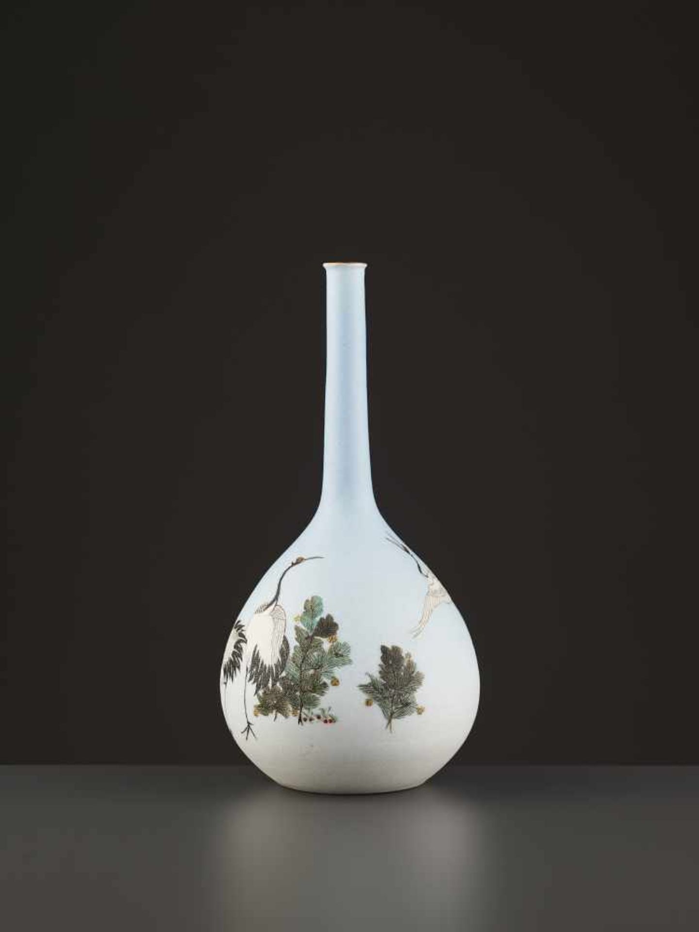 A TAKEUCHI CHUBEI BOTTLE VASE Japan, Meiji period (1868-1912). Porcelain with a shark skin glaze and - Image 3 of 8