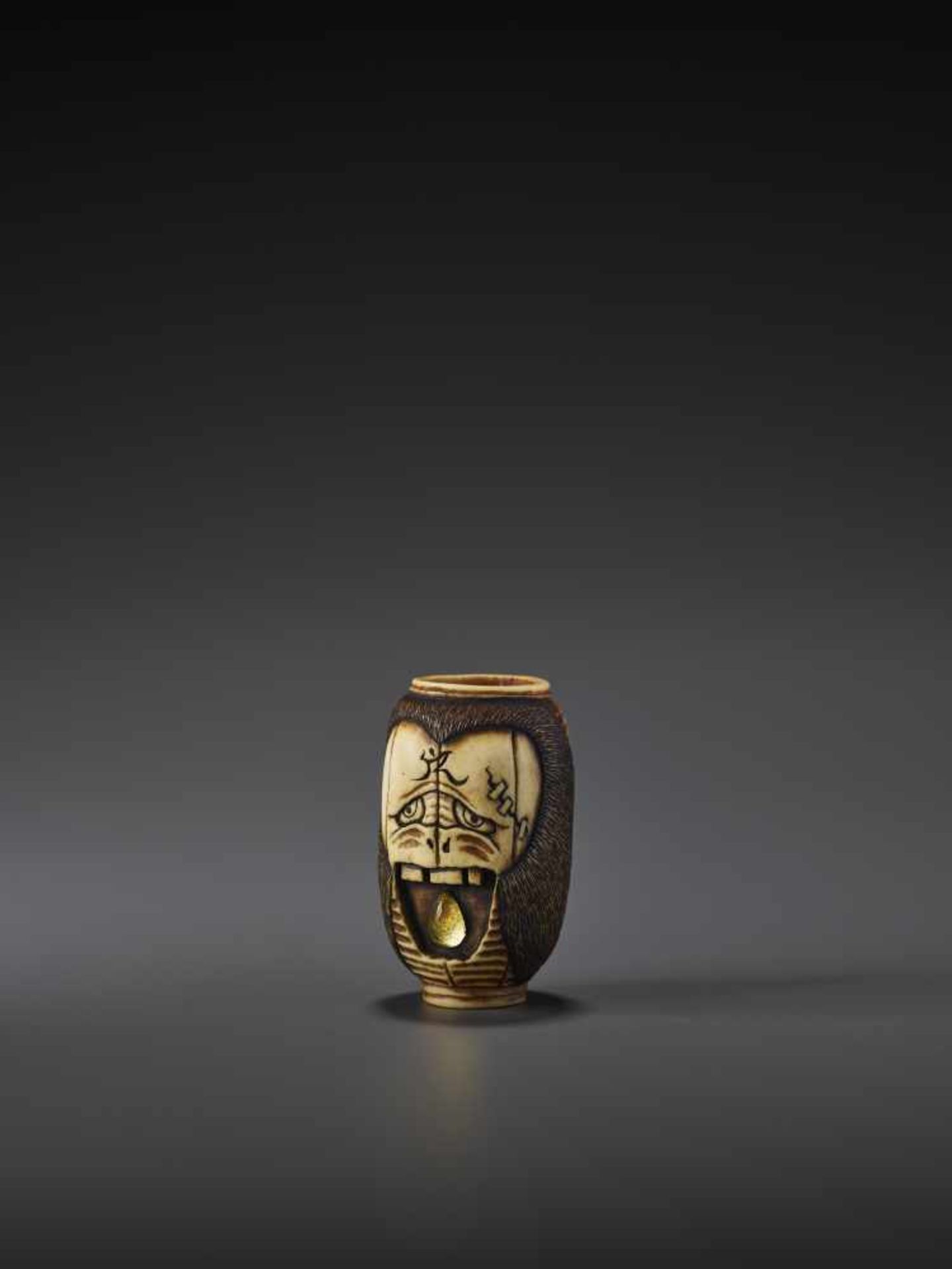 A NETSUKE OF OIWA BY KISEKI Japan, Osaka, contemporary. The netsuke is made from antler and the - Image 4 of 10