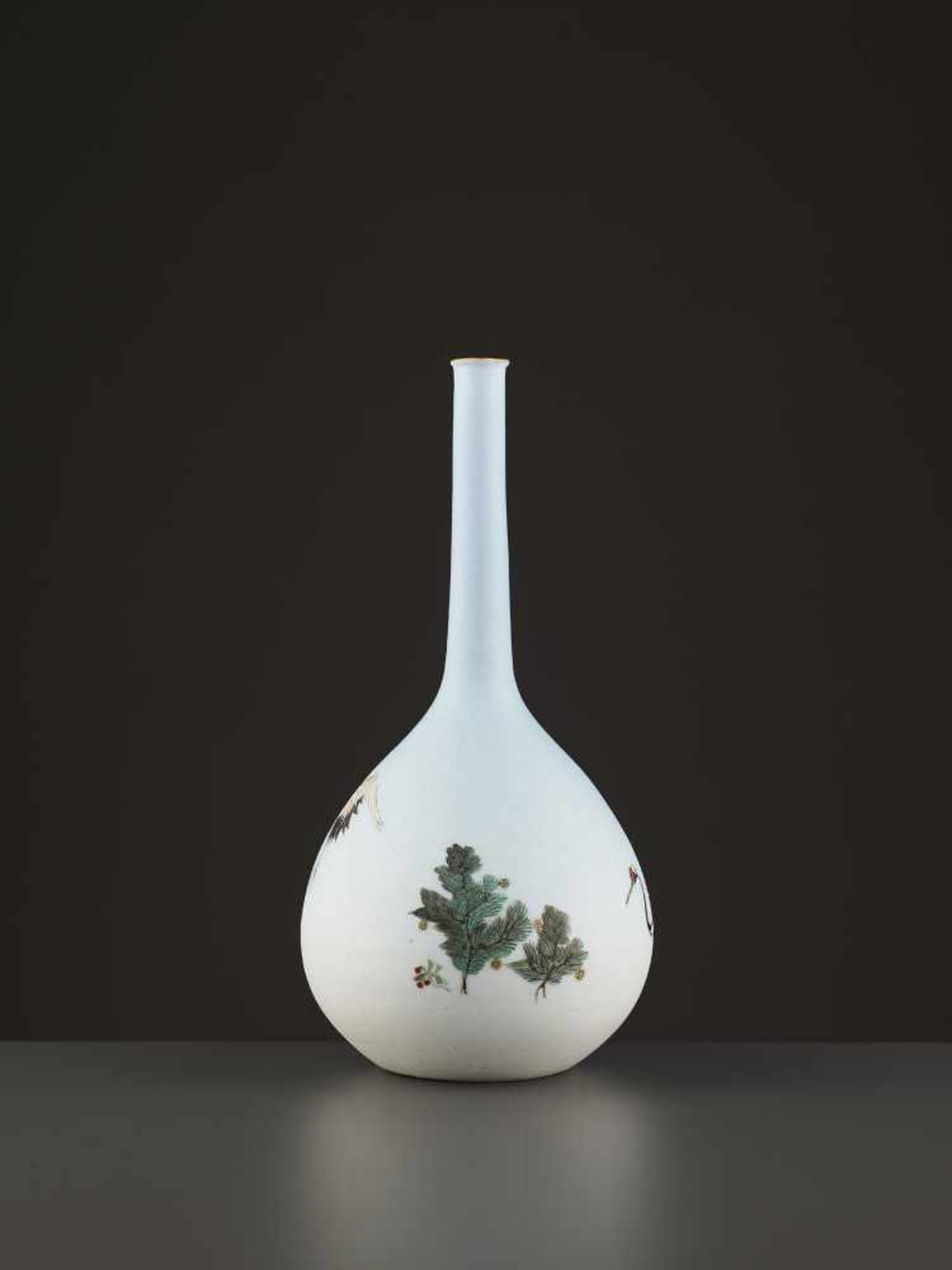 A TAKEUCHI CHUBEI BOTTLE VASE Japan, Meiji period (1868-1912). Porcelain with a shark skin glaze and - Image 5 of 8