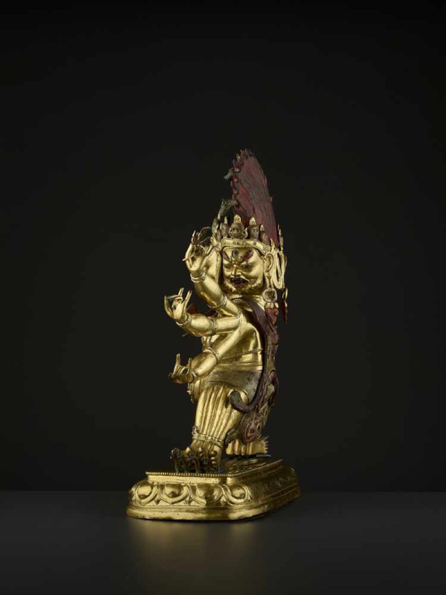 A MONUMENTAL GILT BRONZE OF HAYAGRIVA Mongolia, 17th-18th century. Finely cast, incised and gilt - Image 9 of 18