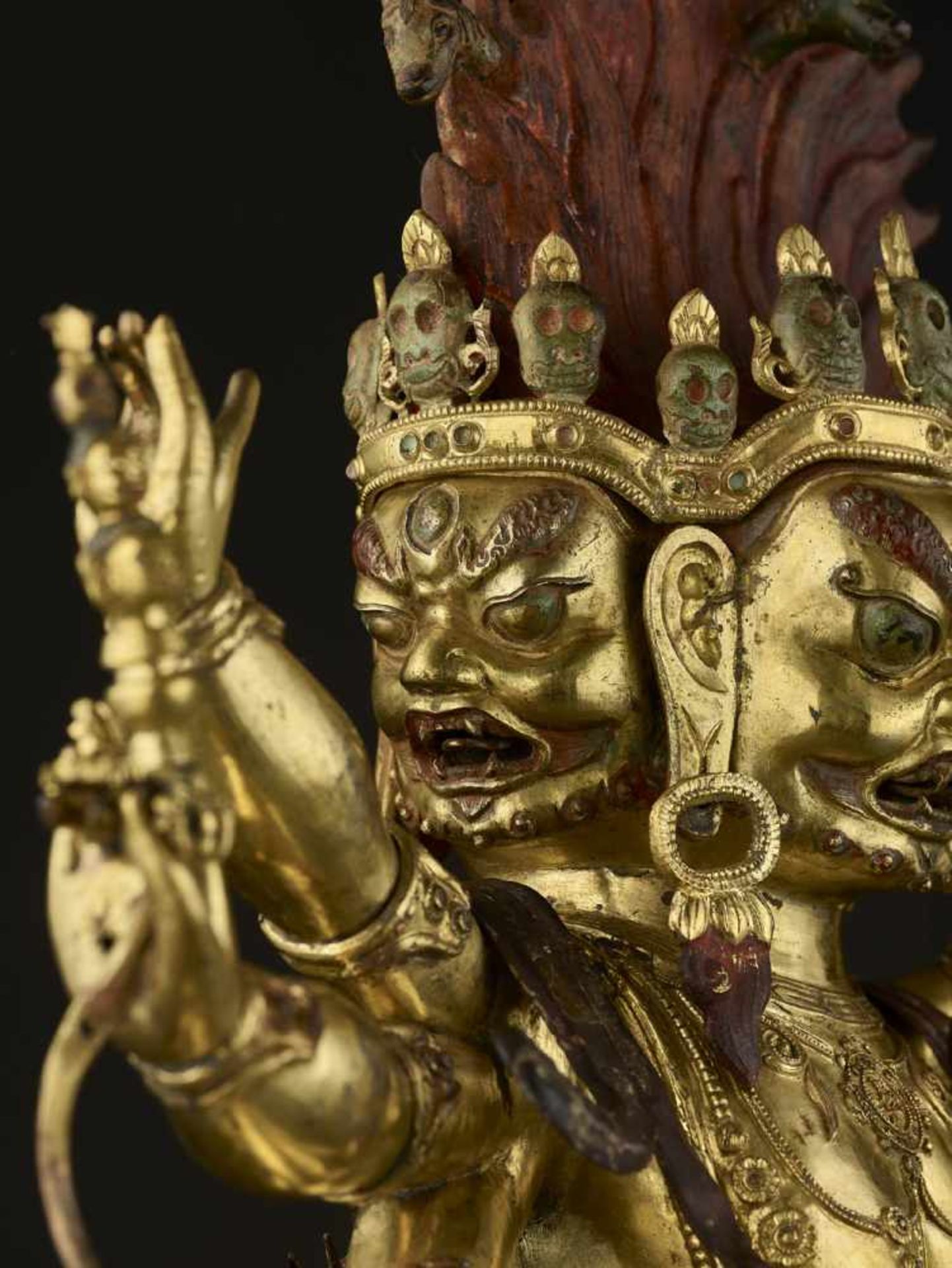 A MONUMENTAL GILT BRONZE OF HAYAGRIVA Mongolia, 17th-18th century. Finely cast, incised and gilt - Image 7 of 18