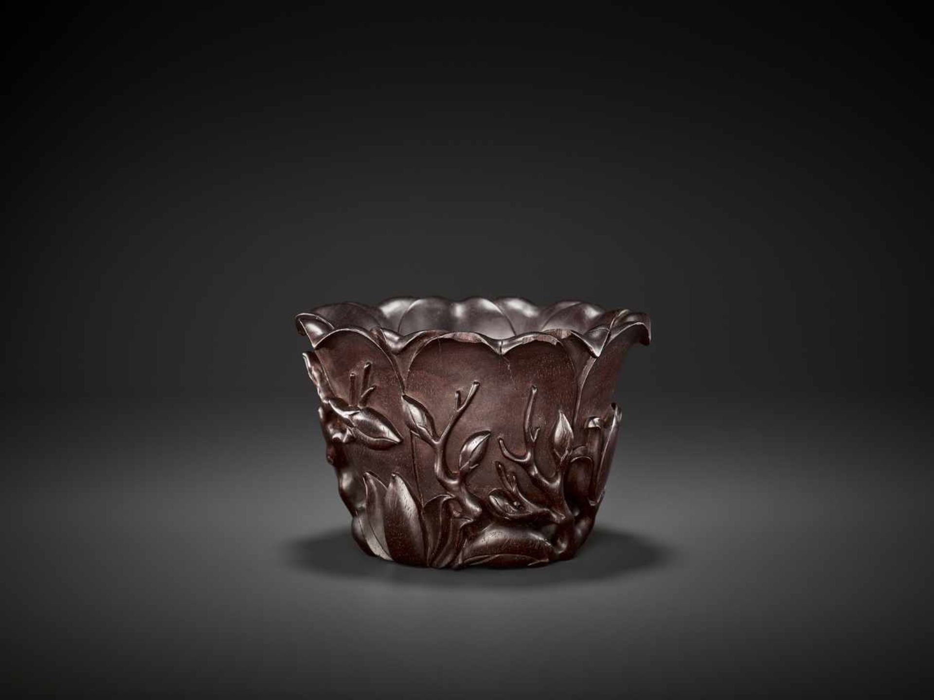 A ZITAN LIBATION CUP, QING DYNASTY China, 18th - 19th century. Finely carved and reticulated as a - Image 3 of 12