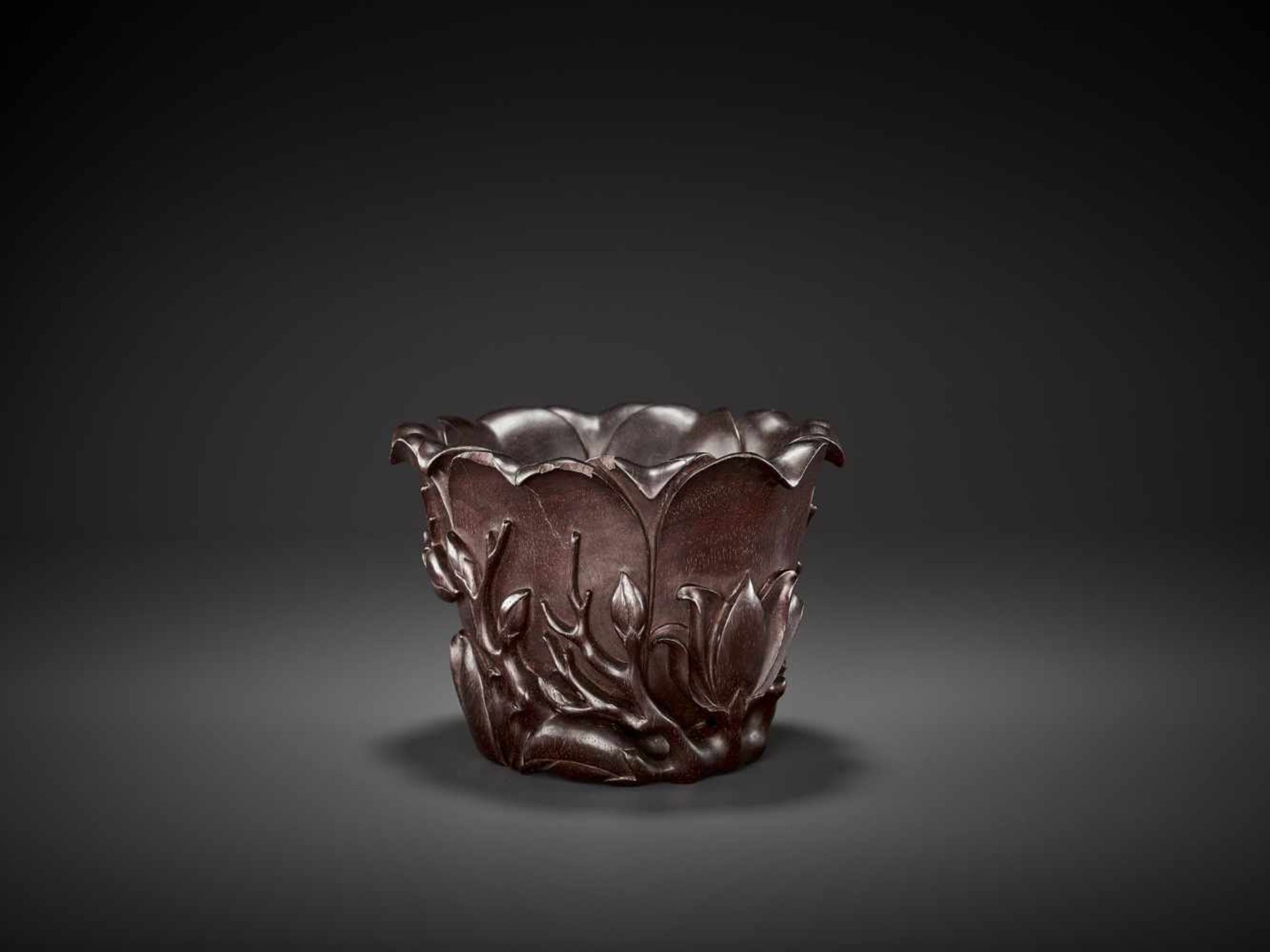 A ZITAN LIBATION CUP, QING DYNASTY China, 18th - 19th century. Finely carved and reticulated as a - Image 4 of 12