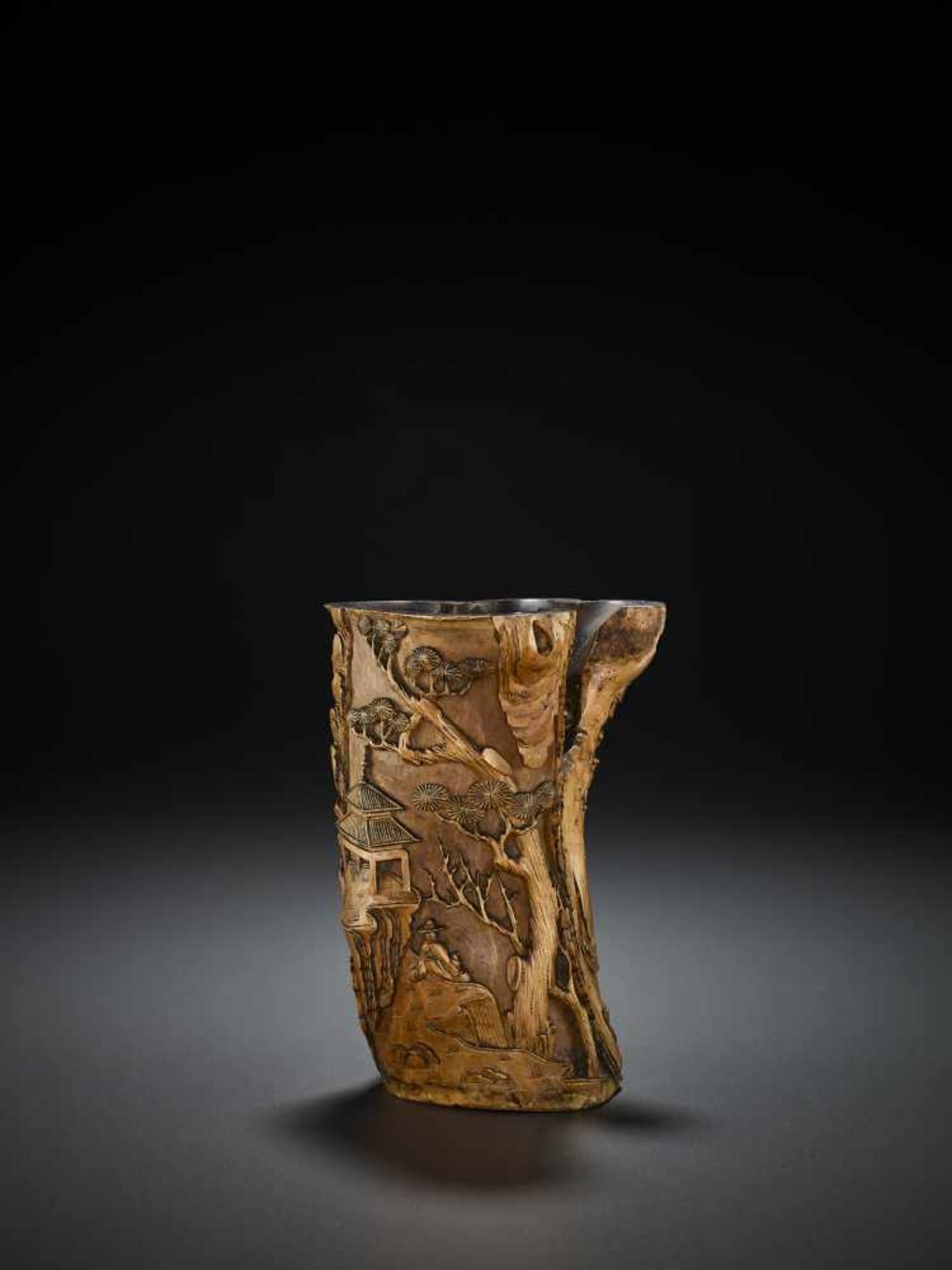 A CARVED WOOD BITONG, QING China, 18th – earlier 19th century. Several natural crevices are cleverly - Image 11 of 11