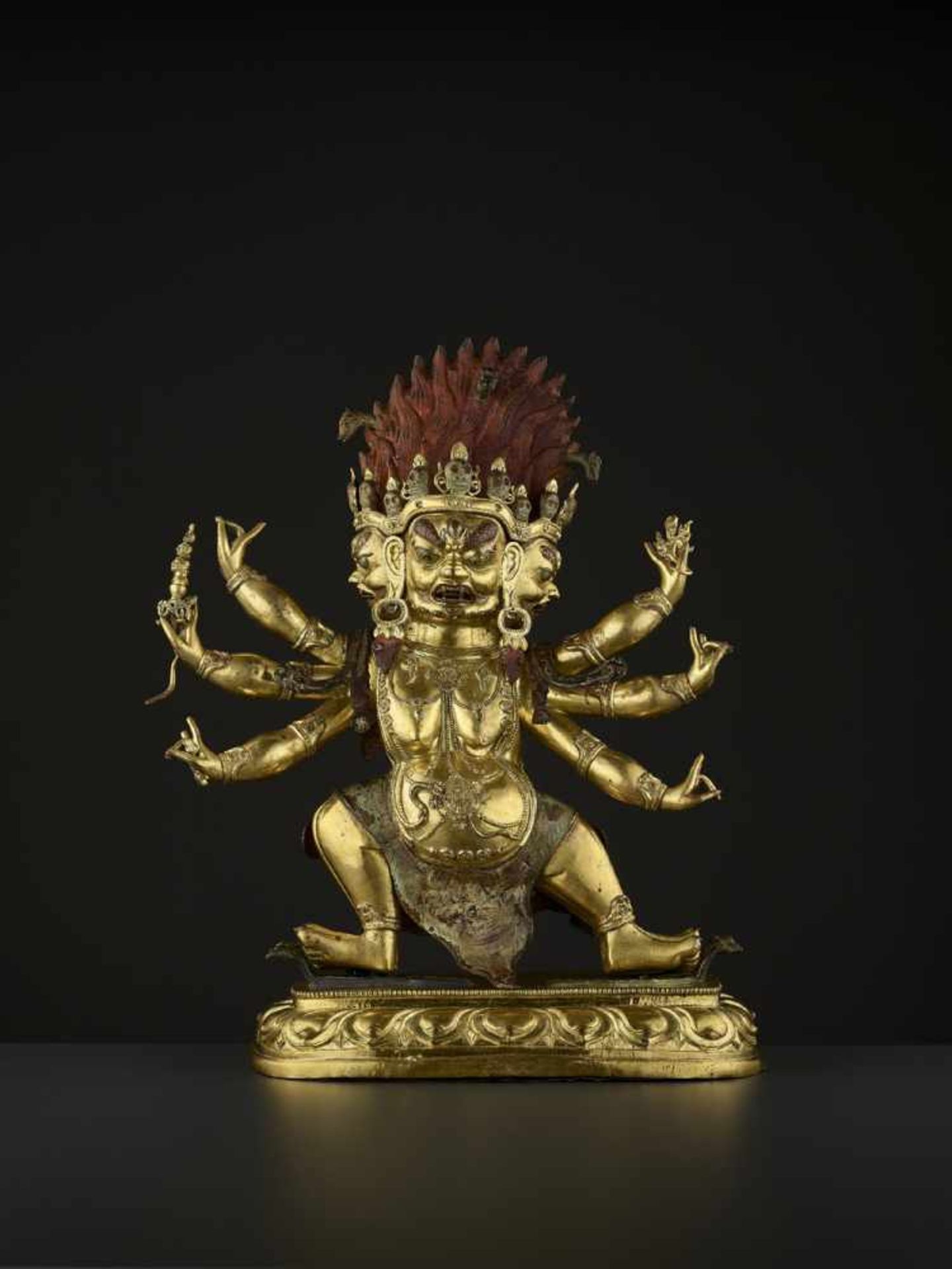A MONUMENTAL GILT BRONZE OF HAYAGRIVA Mongolia, 17th-18th century. Finely cast, incised and gilt - Image 5 of 18