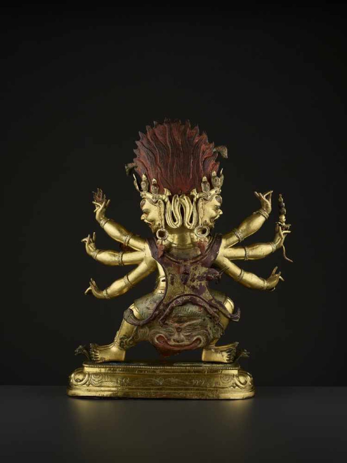 A MONUMENTAL GILT BRONZE OF HAYAGRIVA Mongolia, 17th-18th century. Finely cast, incised and gilt - Image 10 of 18