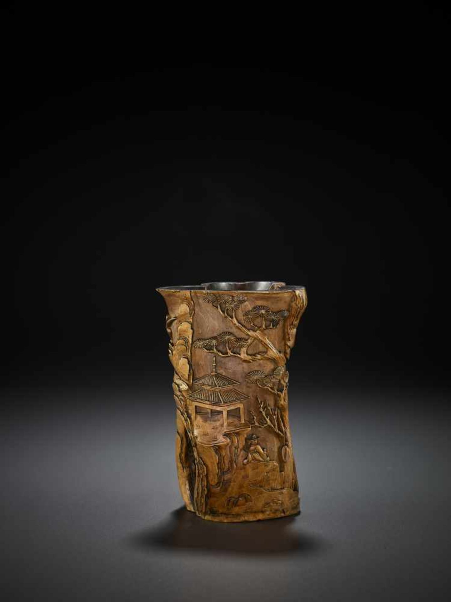 A CARVED WOOD BITONG, QING China, 18th – earlier 19th century. Several natural crevices are cleverly - Image 8 of 11