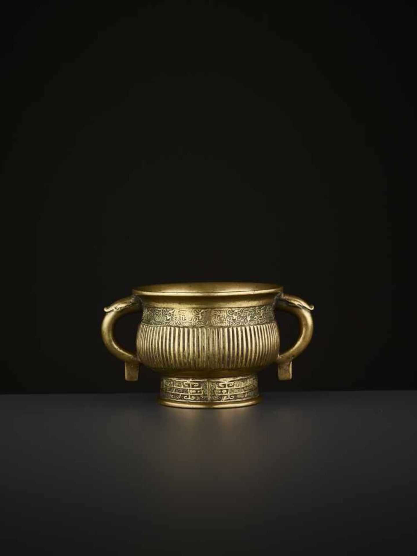 AN ARCHAISTIC BRONZE CENSER, QING China, 18th-19th century. The vessel with two circumferential - Image 7 of 13