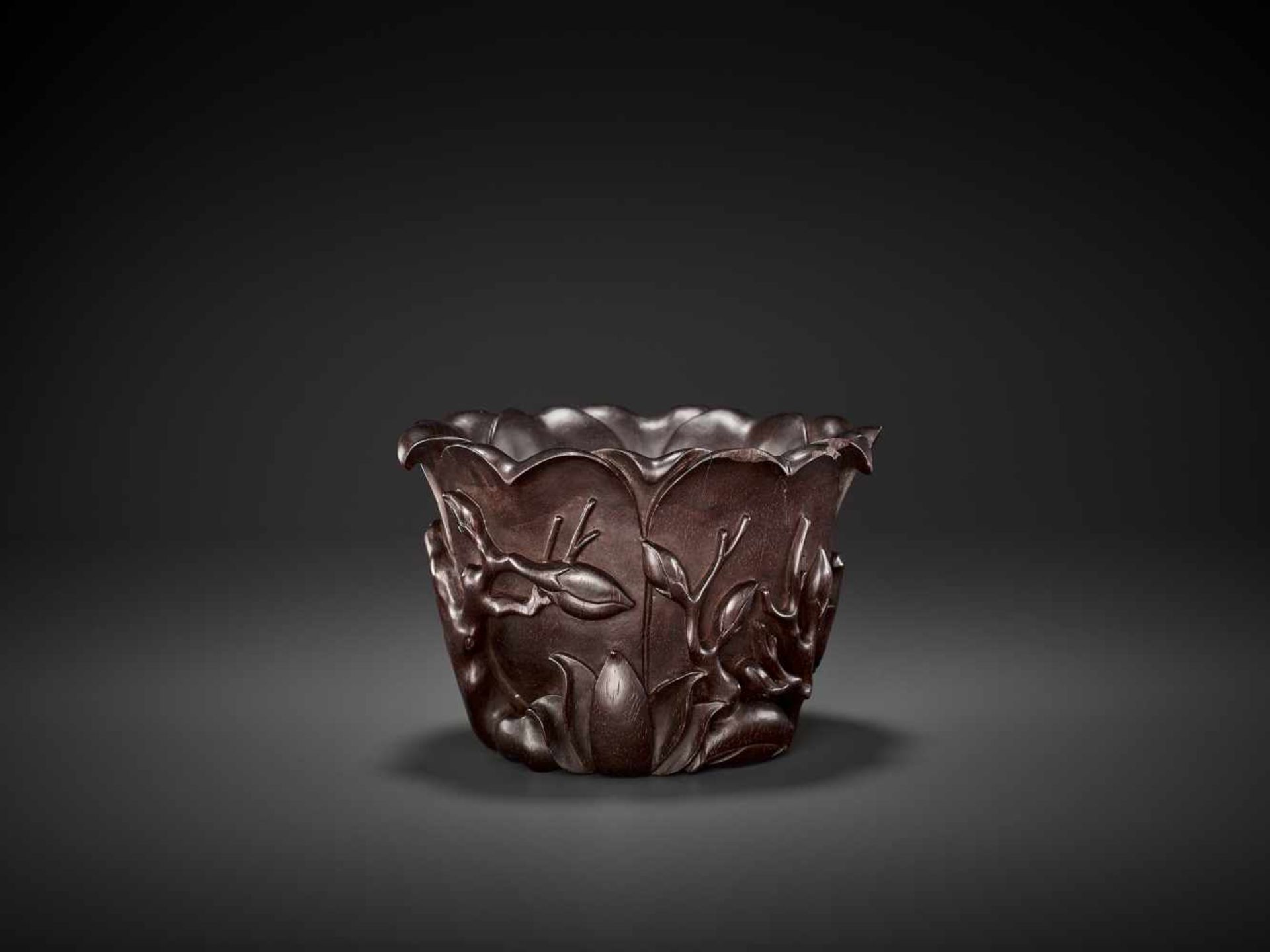 A ZITAN LIBATION CUP, QING DYNASTY China, 18th - 19th century. Finely carved and reticulated as a - Image 2 of 12