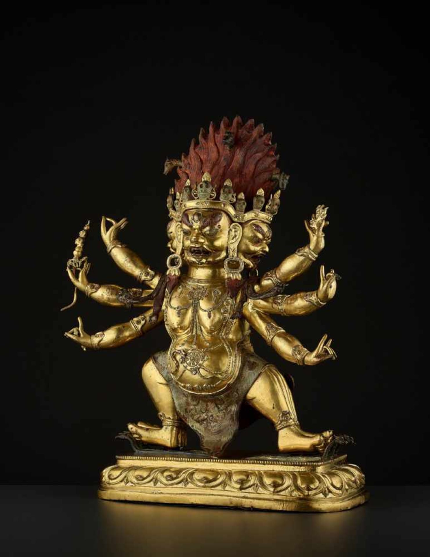 A MONUMENTAL GILT BRONZE OF HAYAGRIVA Mongolia, 17th-18th century. Finely cast, incised and gilt