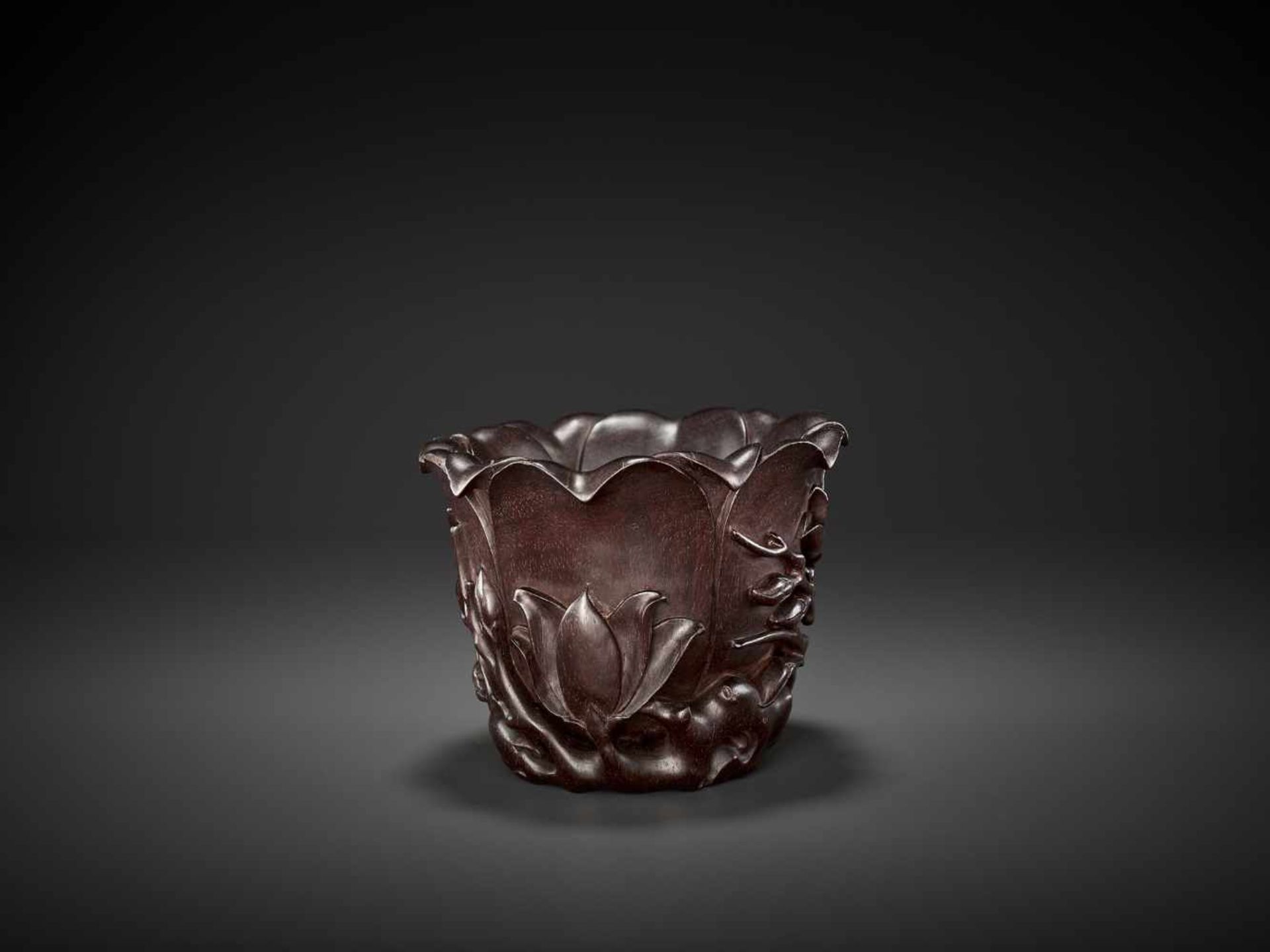 A ZITAN LIBATION CUP, QING DYNASTY China, 18th - 19th century. Finely carved and reticulated as a - Image 5 of 12