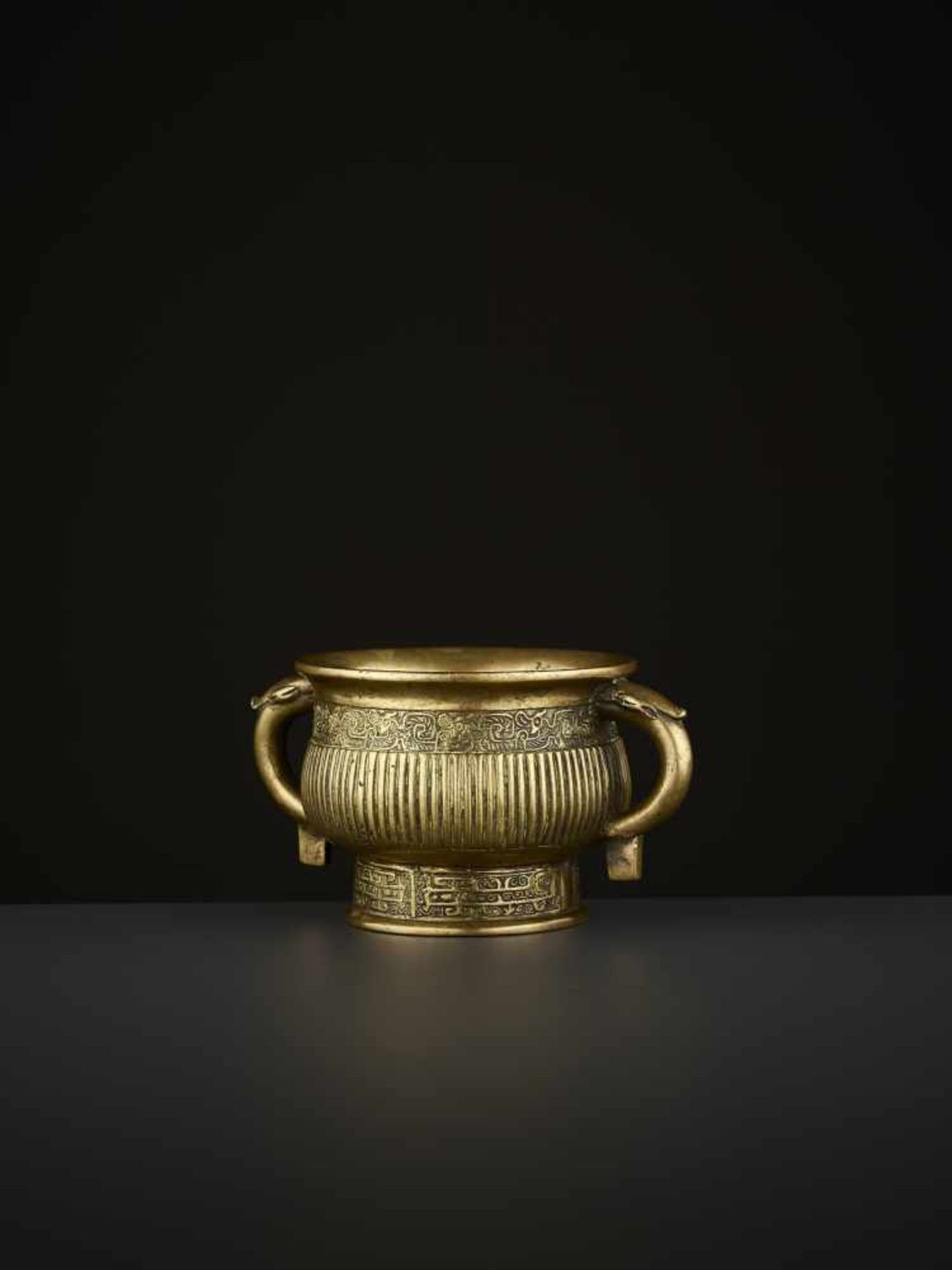 AN ARCHAISTIC BRONZE CENSER, QING China, 18th-19th century. The vessel with two circumferential - Image 6 of 13