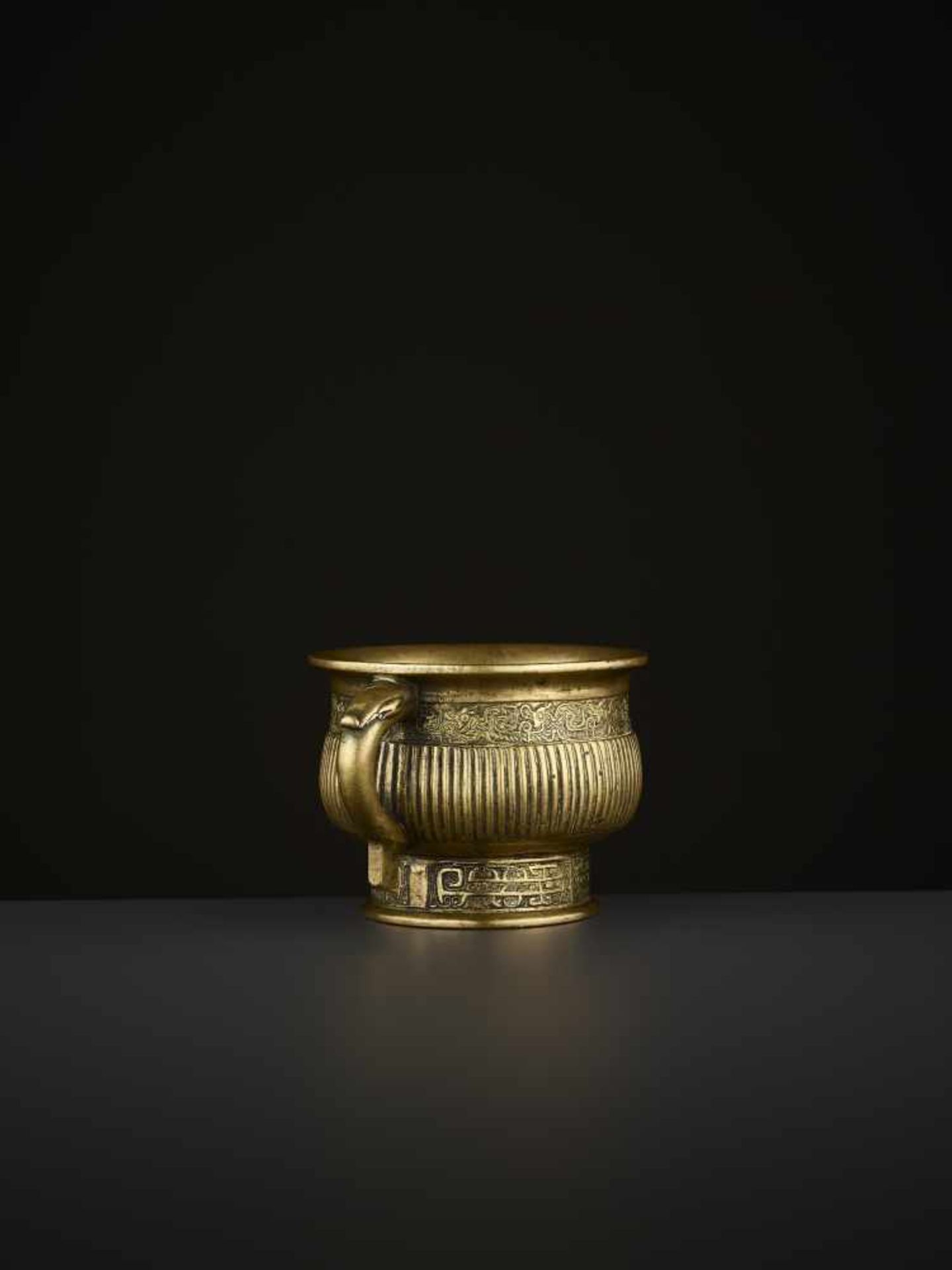AN ARCHAISTIC BRONZE CENSER, QING China, 18th-19th century. The vessel with two circumferential - Image 10 of 13