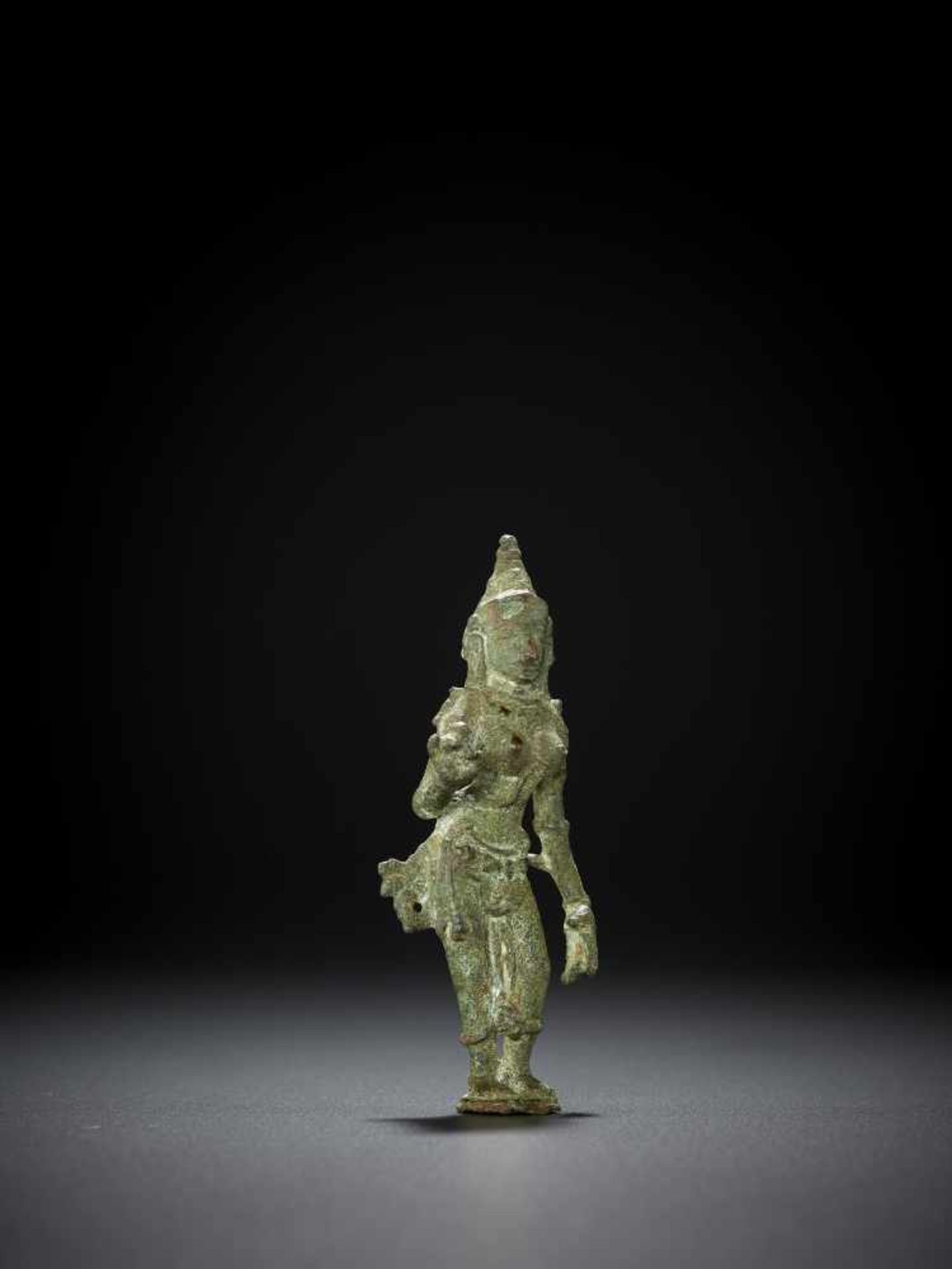 A BRONZE OF PARVATI, 13TH CENTURY South India, Chola period. Standing in graceful tribangha on a - Image 9 of 11