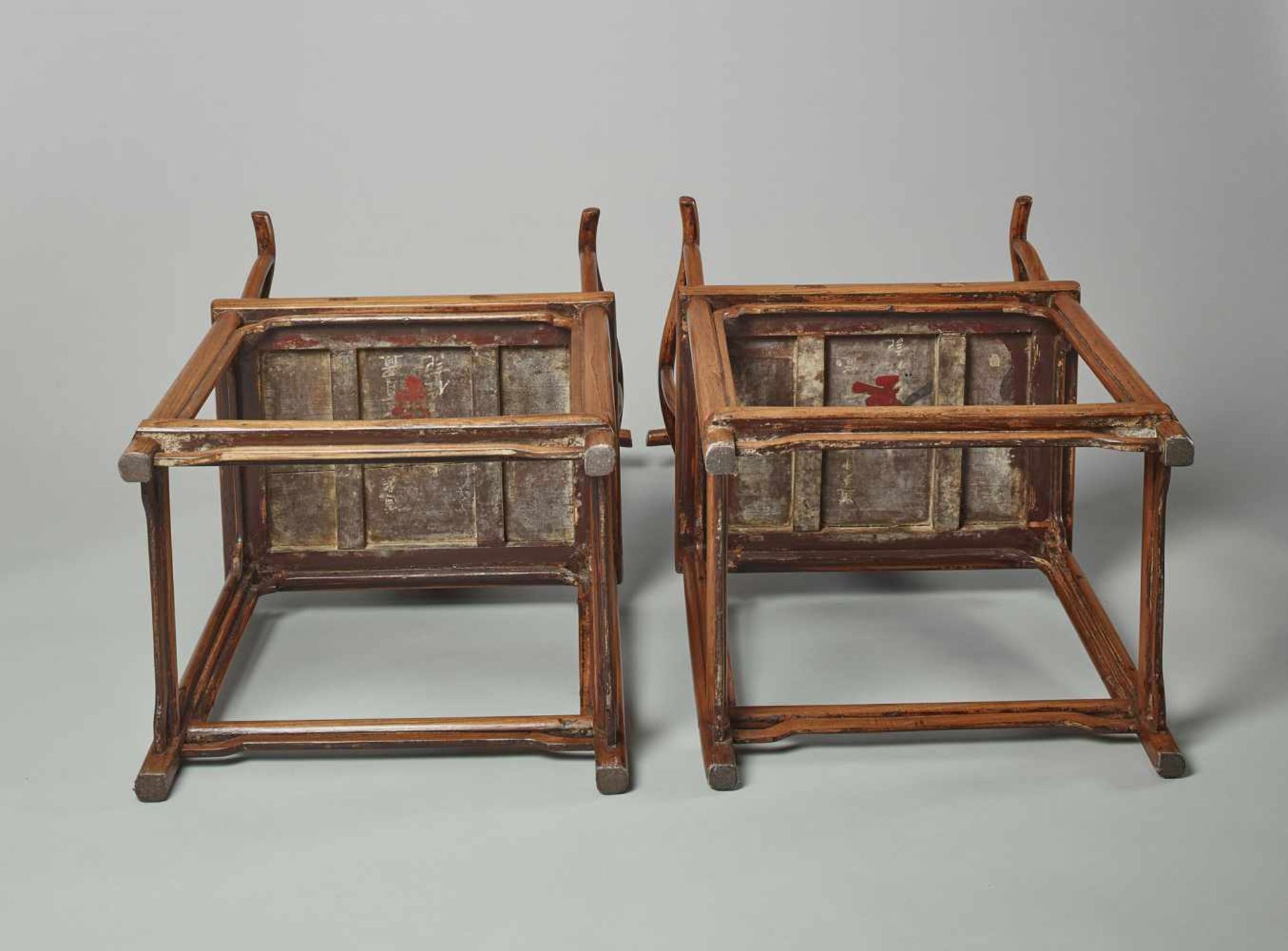 A PAIR OF YOKEBACK ARMCHAIRS, SICHUTOU GUANMAOYI China, 18th- early 19th century. Jumu. The backrest - Image 9 of 13