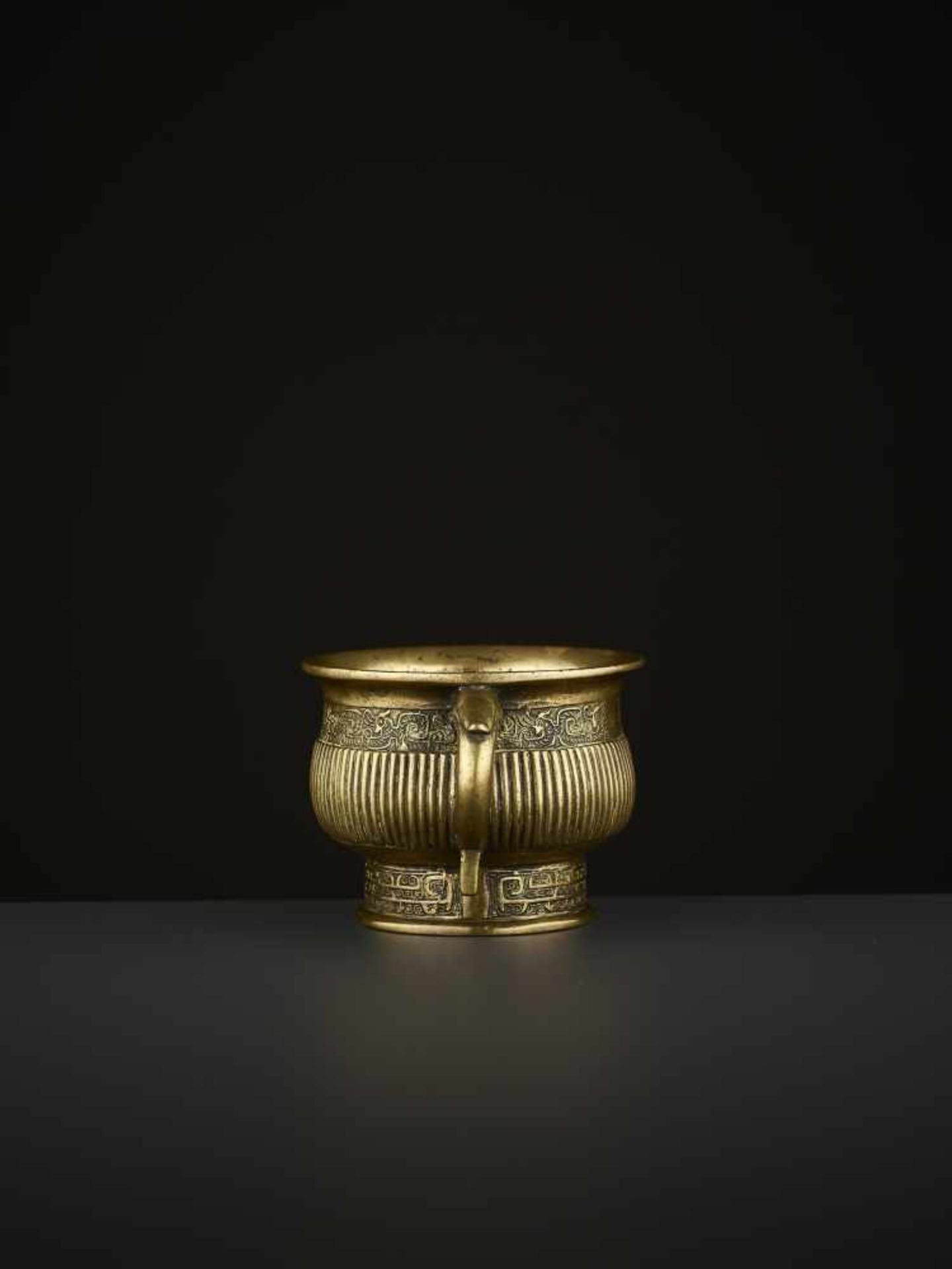 AN ARCHAISTIC BRONZE CENSER, QING China, 18th-19th century. The vessel with two circumferential - Image 3 of 13