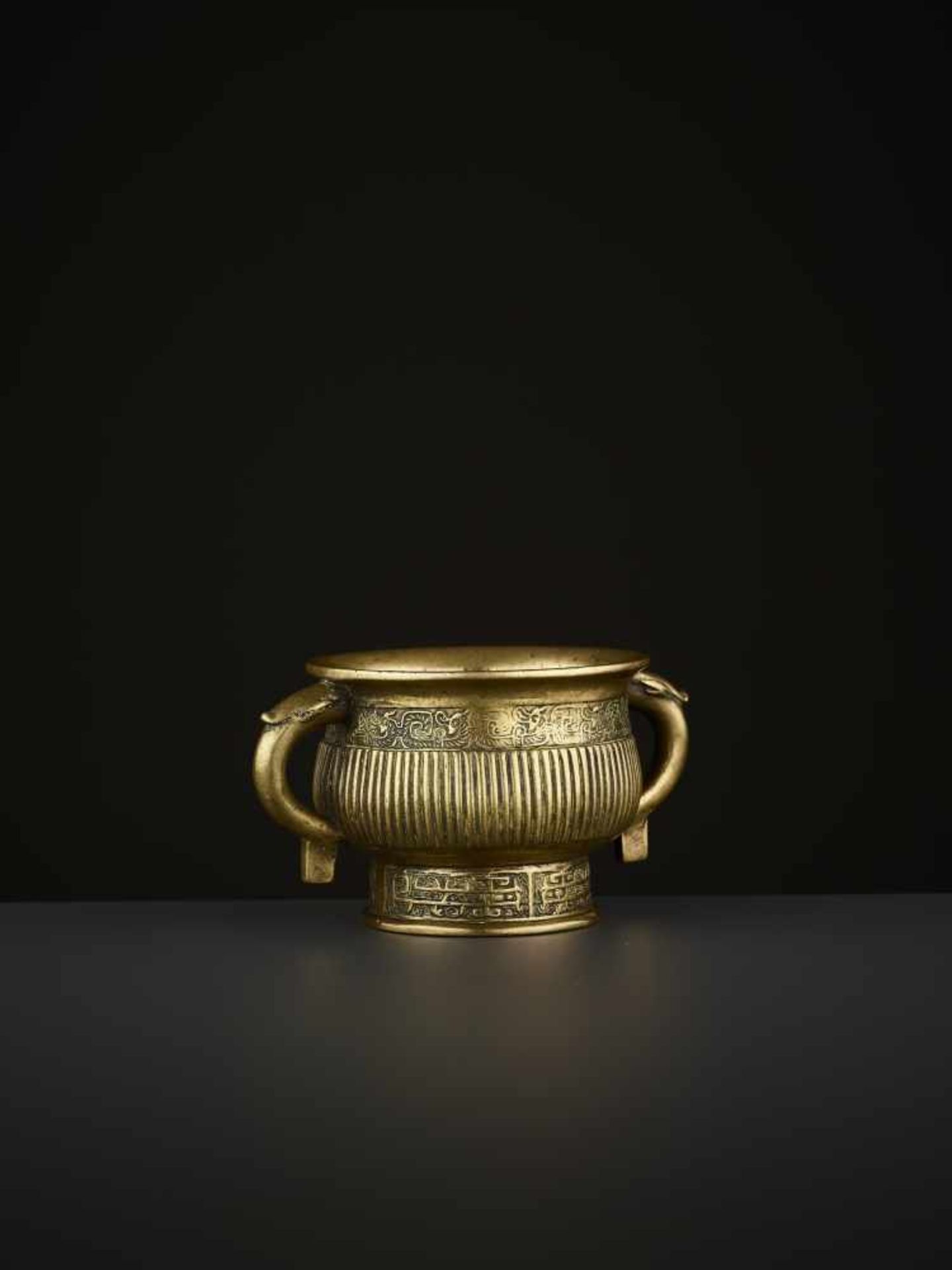 AN ARCHAISTIC BRONZE CENSER, QING China, 18th-19th century. The vessel with two circumferential - Image 11 of 13