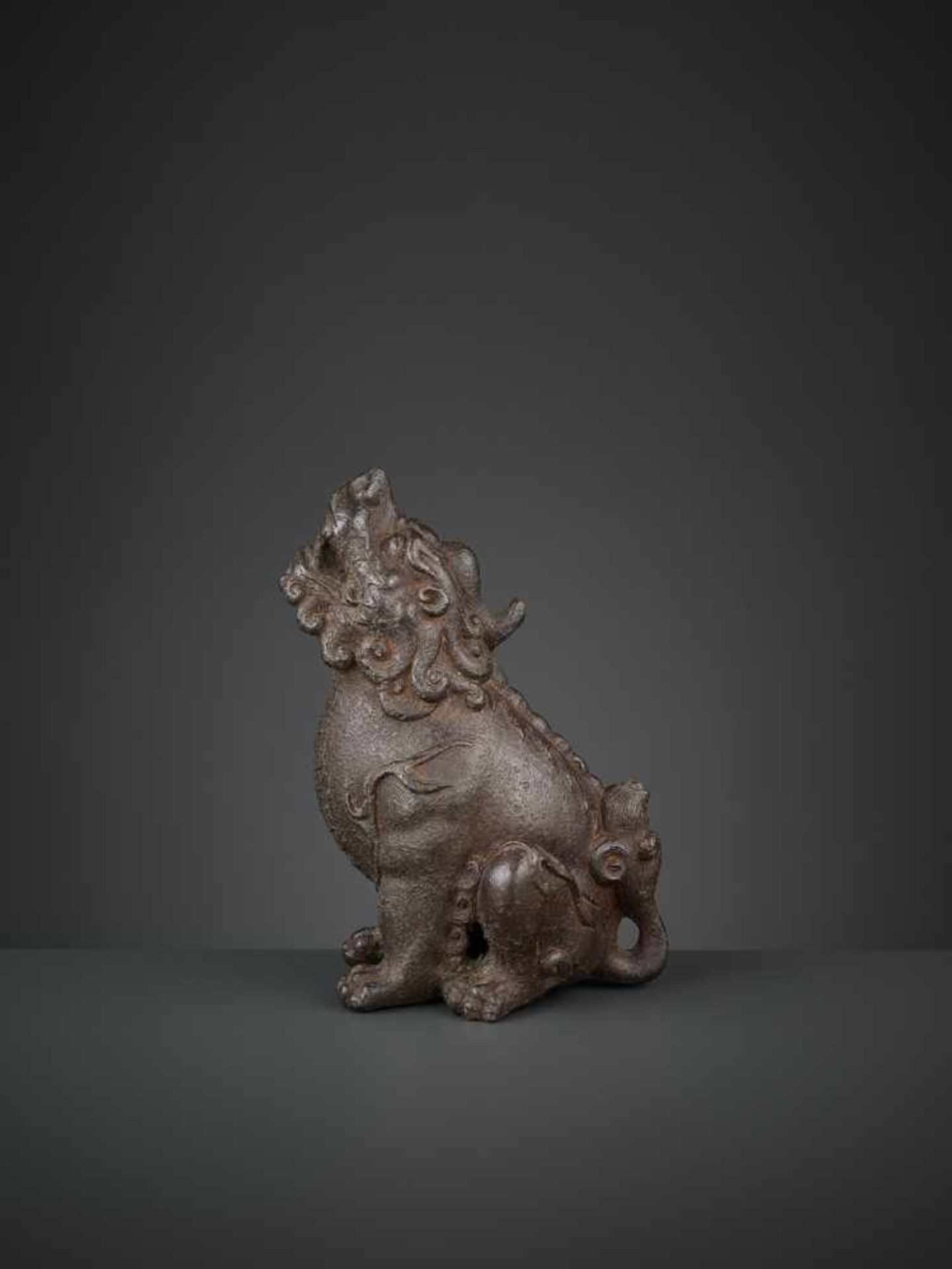 A ROARING QILIN, EARLY MING DYNASTY China, 14th-15th century. The mythical beast well cast and - Image 5 of 10