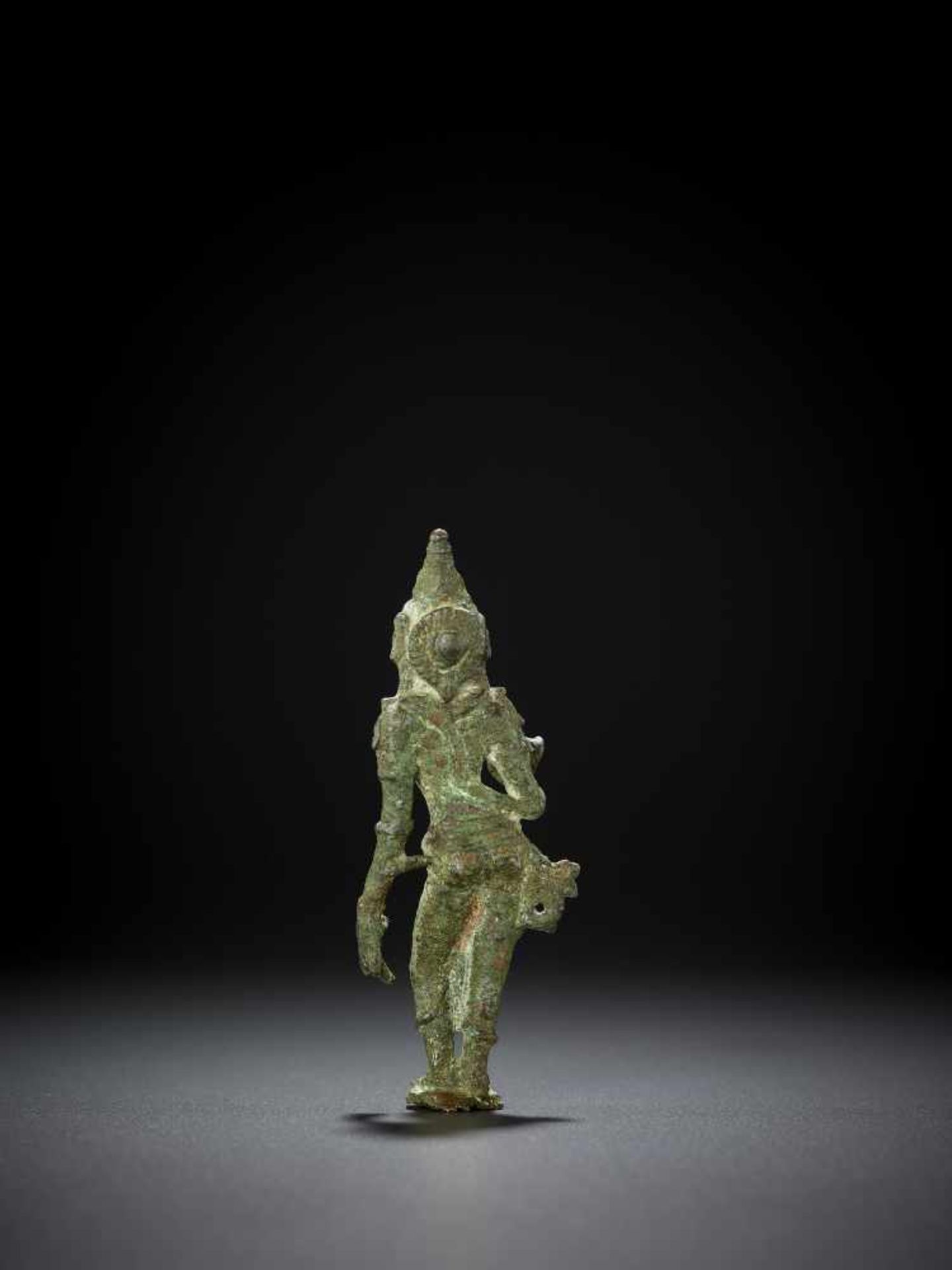 A BRONZE OF PARVATI, 13TH CENTURY South India, Chola period. Standing in graceful tribangha on a - Image 6 of 11