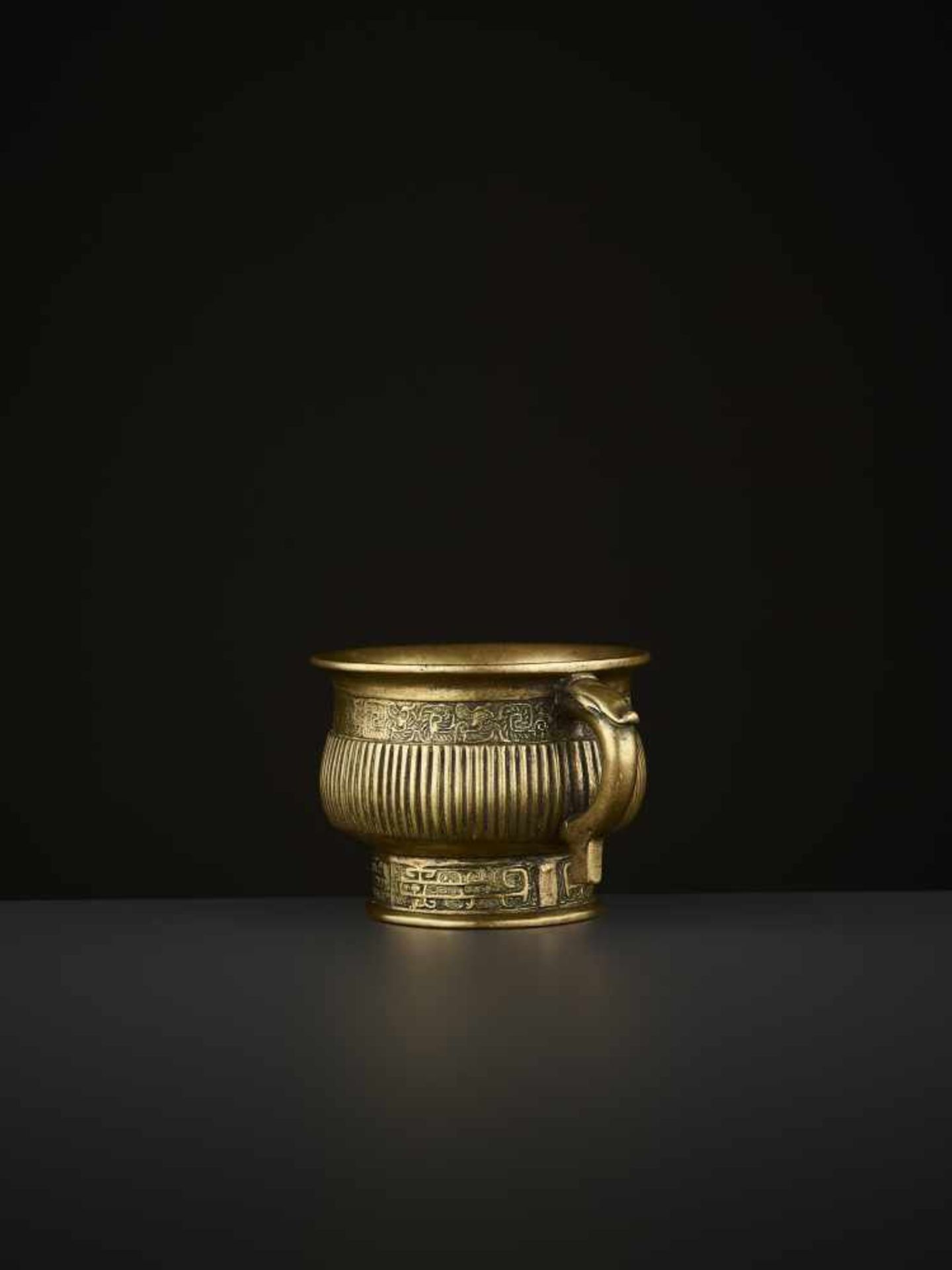 AN ARCHAISTIC BRONZE CENSER, QING China, 18th-19th century. The vessel with two circumferential - Image 9 of 13