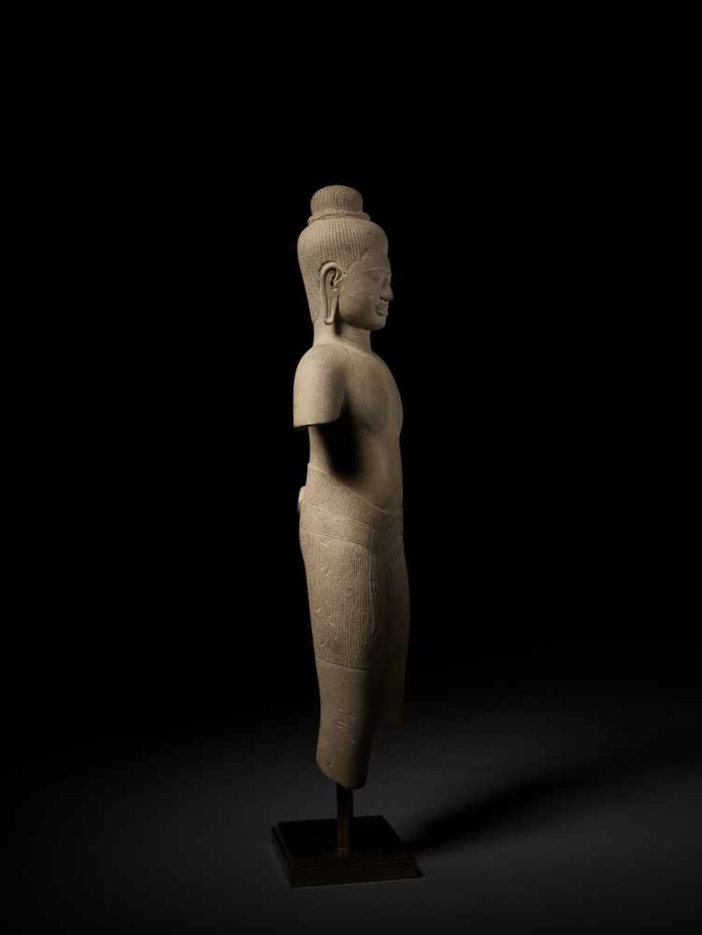 A STANDING DEITY, BAPHUON, KHMER, 11TH CENTURY A finely polished and exquisitely carved sandstone - Image 7 of 11