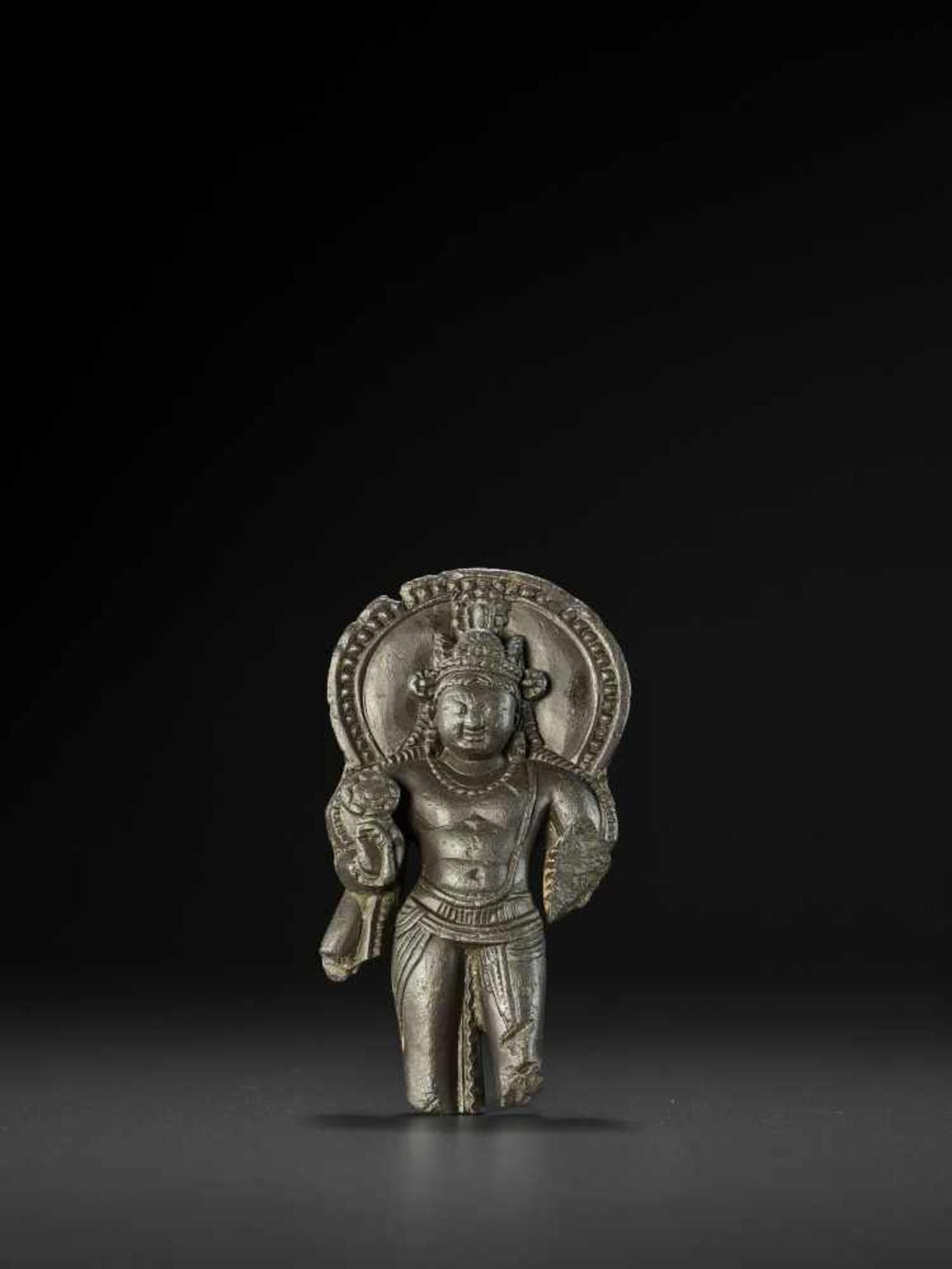 A STELE OF VISHNU, KASHMIR, 9TH CENTURY The black stone stele finely carved to depict Vishnu - Image 2 of 6