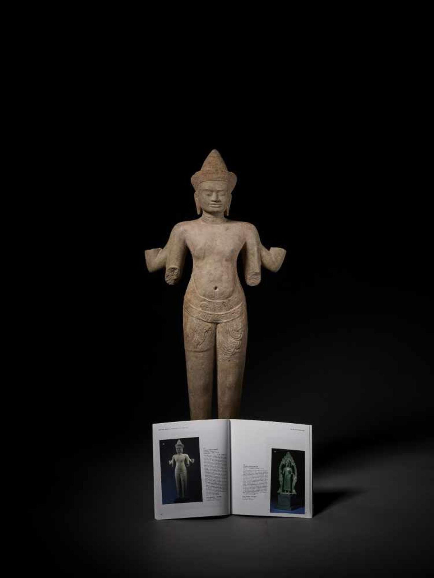 A STANDING VISHNU, BAPHUON, KHMER, 11TH CENTURY This important carved and incised sandstone - Image 3 of 12