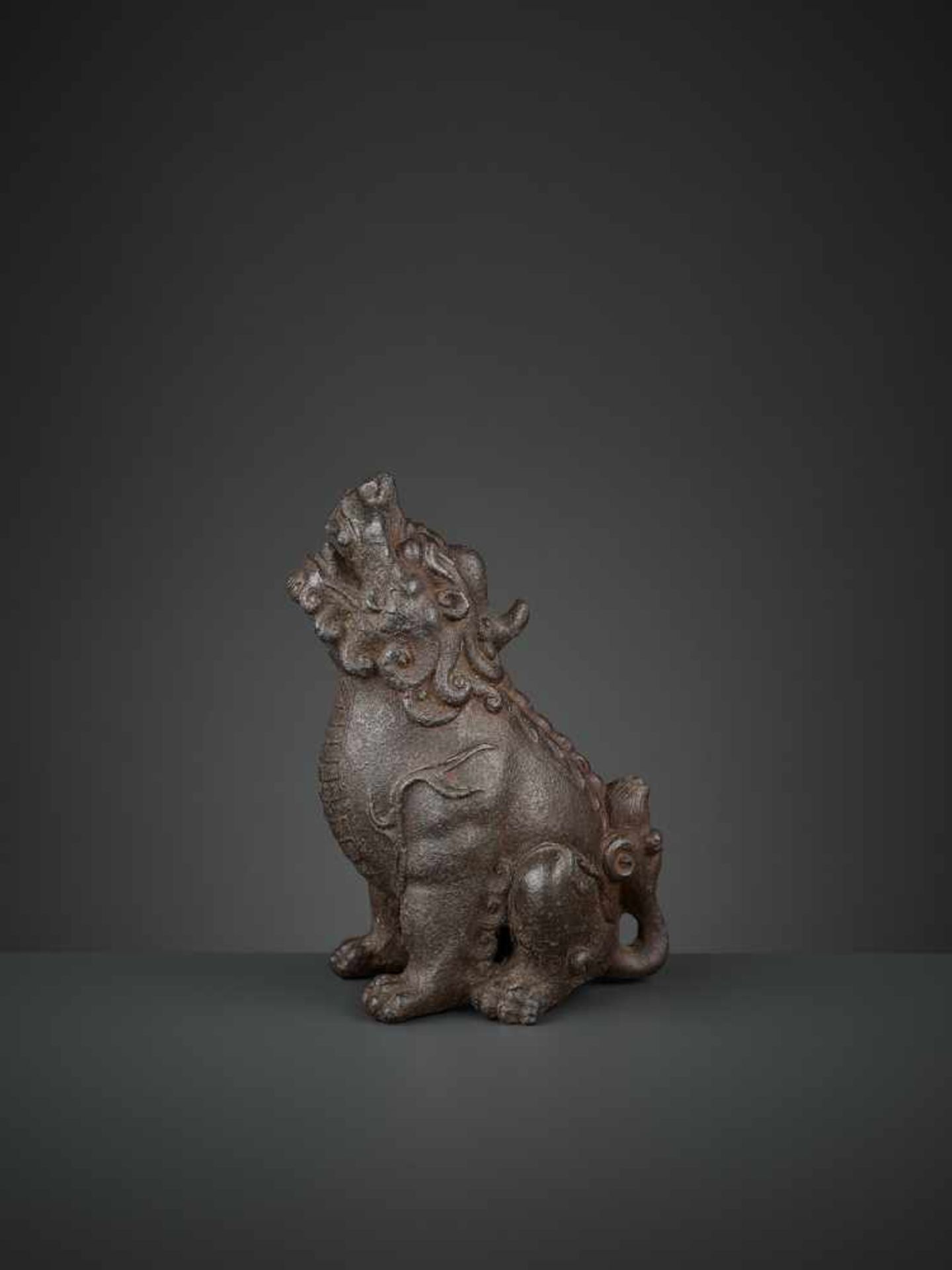 A ROARING QILIN, EARLY MING DYNASTY China, 14th-15th century. The mythical beast well cast and - Image 4 of 10