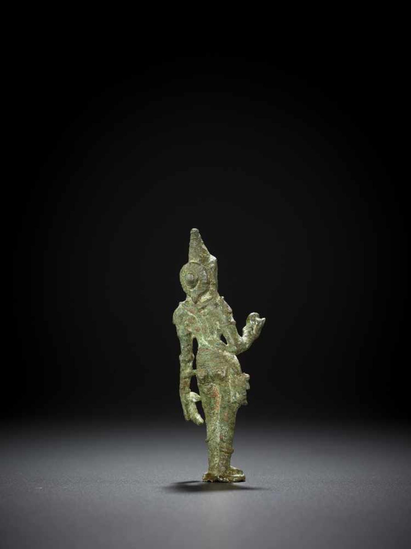 A BRONZE OF PARVATI, 13TH CENTURY South India, Chola period. Standing in graceful tribangha on a - Image 7 of 11