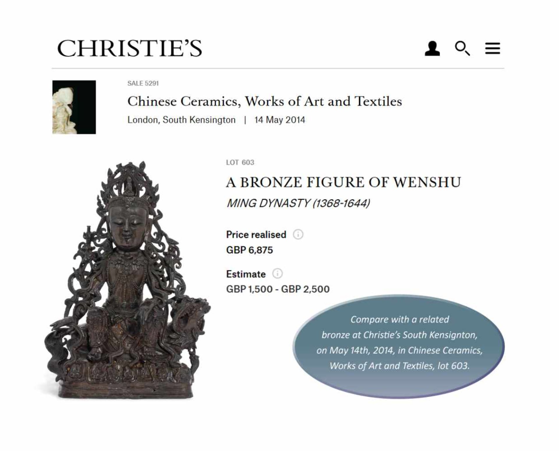 A BRONZE FIGURE OF WENSHU, MING DYNASTY China, 1368-1644. The bejeweled Wisdom Bodhisattva is cast - Image 10 of 10