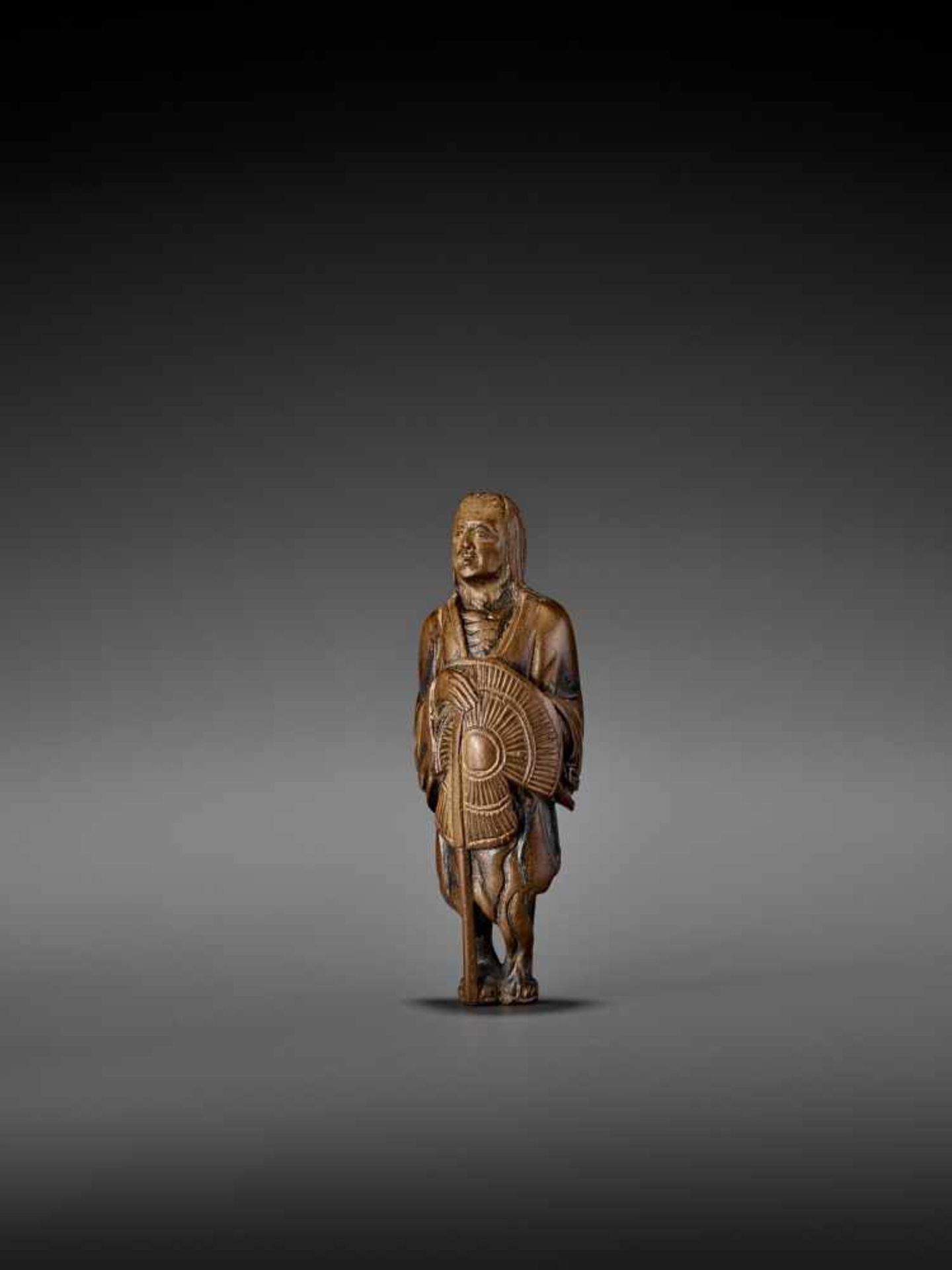 MASAYOSHI: A TALL WOOD NETSUKE OF ONO NO KOMACHI By Masayoshi, signed MasayoshiJapan, early 19th - Bild 4 aus 8