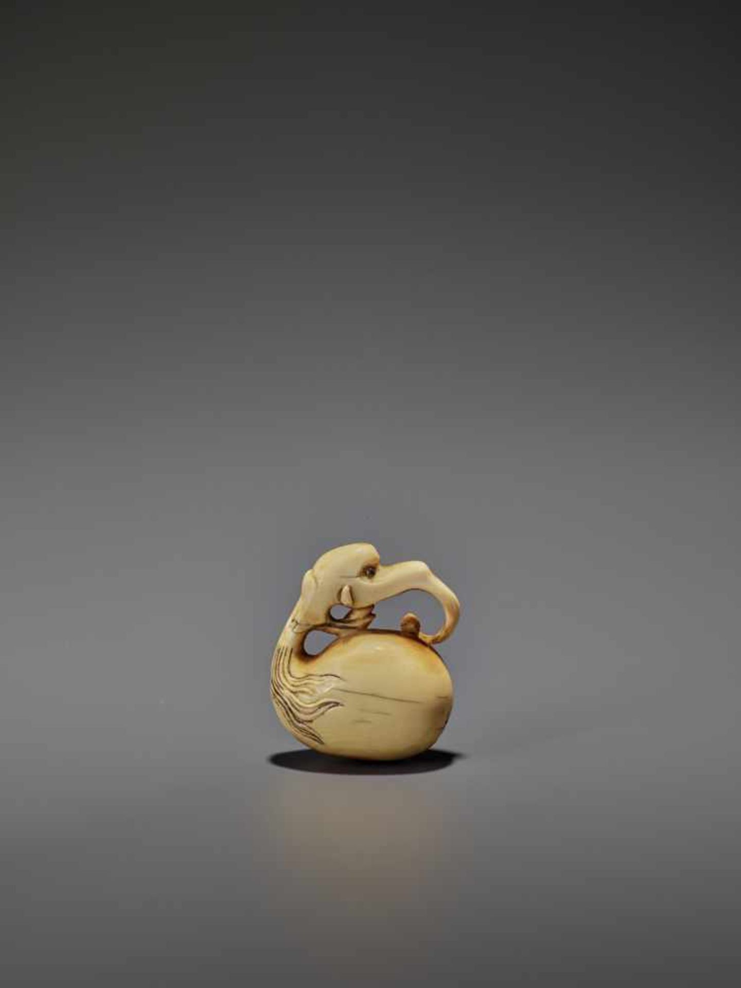 AN IVORY NETSUKE OF A BAKU HEADED MOKUGYO IN THE STYLE OF GYOKUMIN Unsigned, style of Gyokumin ( - Image 5 of 9